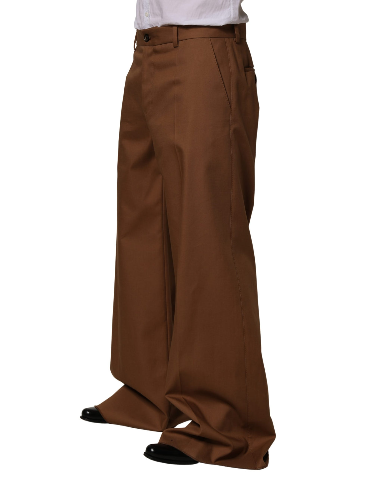 Dolce & Gabbana Brown Cotton Straight Men Dress Trouser Men's Pants (Pre-Owned)
