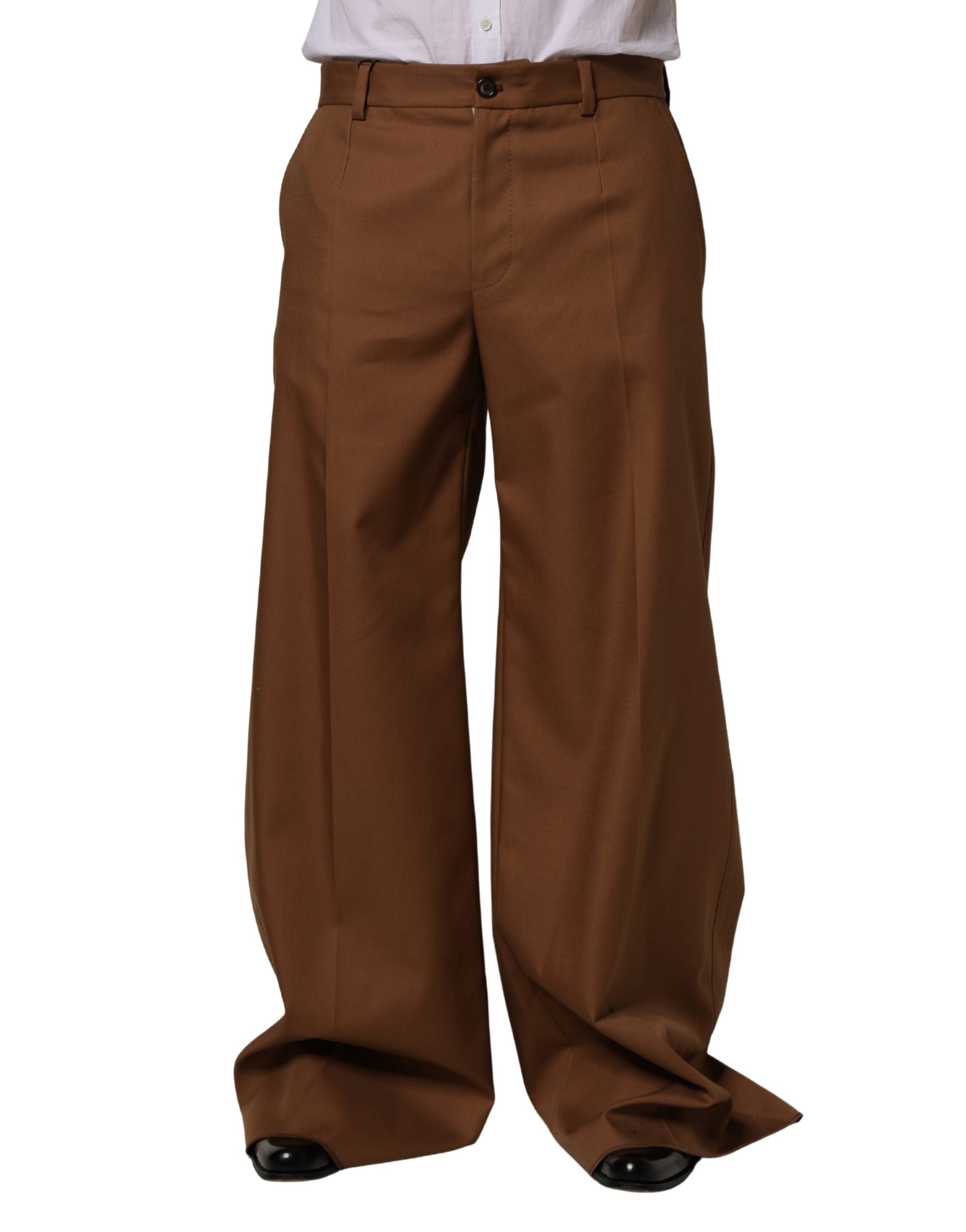 Dolce & Gabbana Brown Cotton Straight Men Dress Trouser Men's Pants (Pre-Owned)