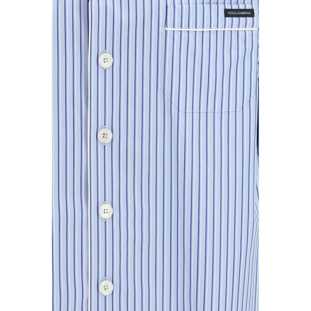Dolce & Gabbana Blue Cotton Shortsleeve Men's Shirt