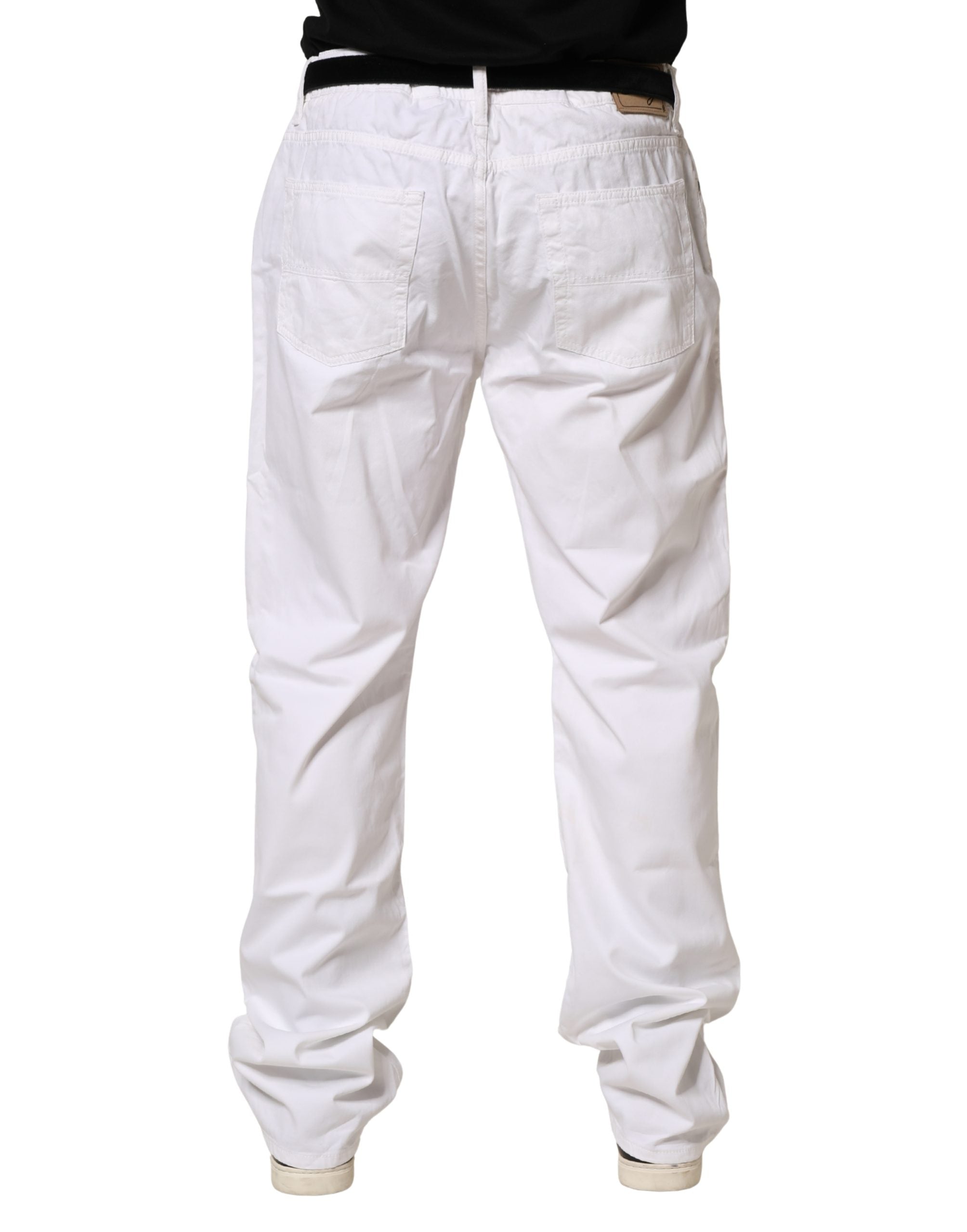 Fay White Cotton Stretch Straight Casual Men Denim Trouser Men's Jeans (Pre-Owned)