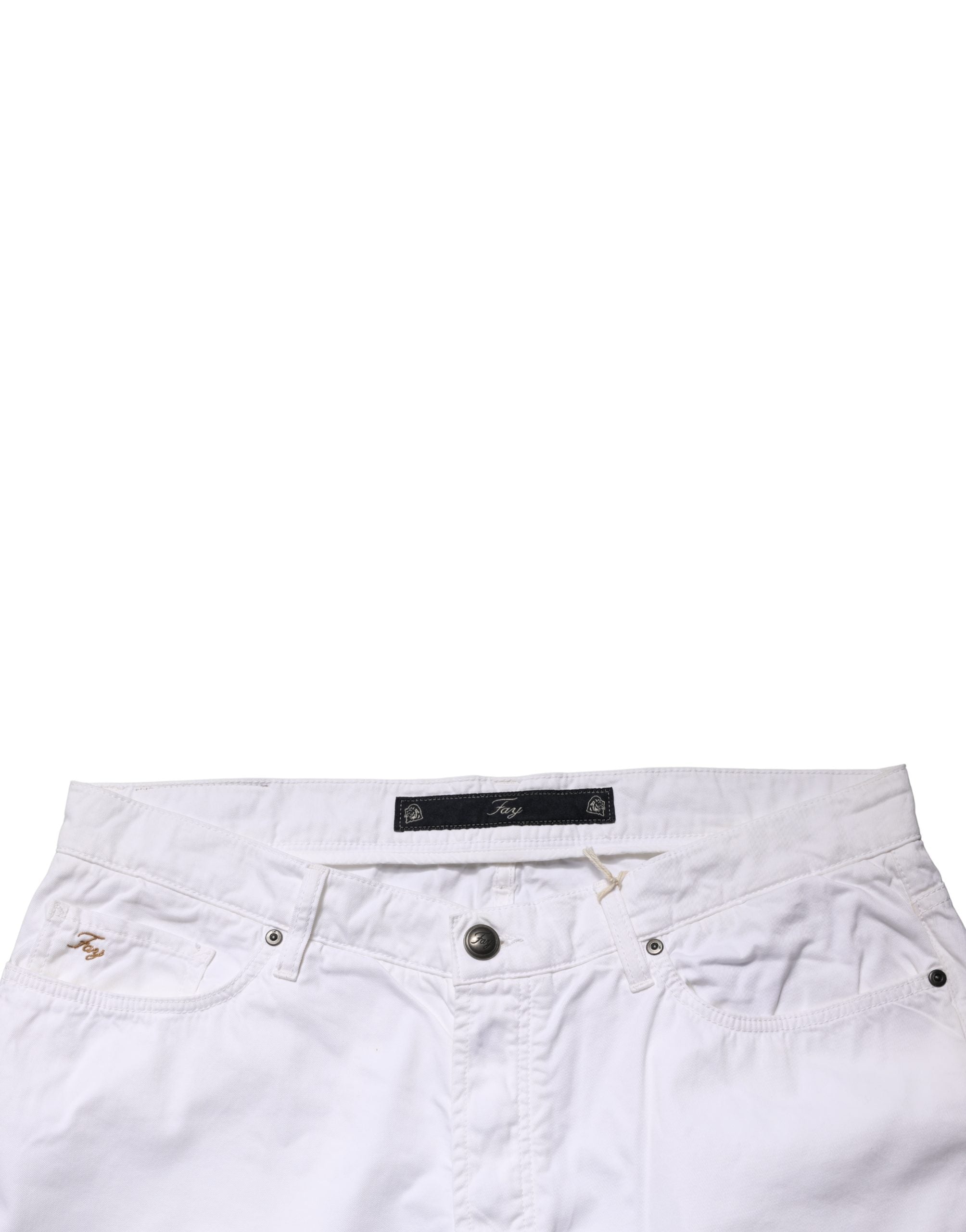 Fay White Cotton Stretch Straight Casual Men Denim Trouser Men's Jeans (Pre-Owned)
