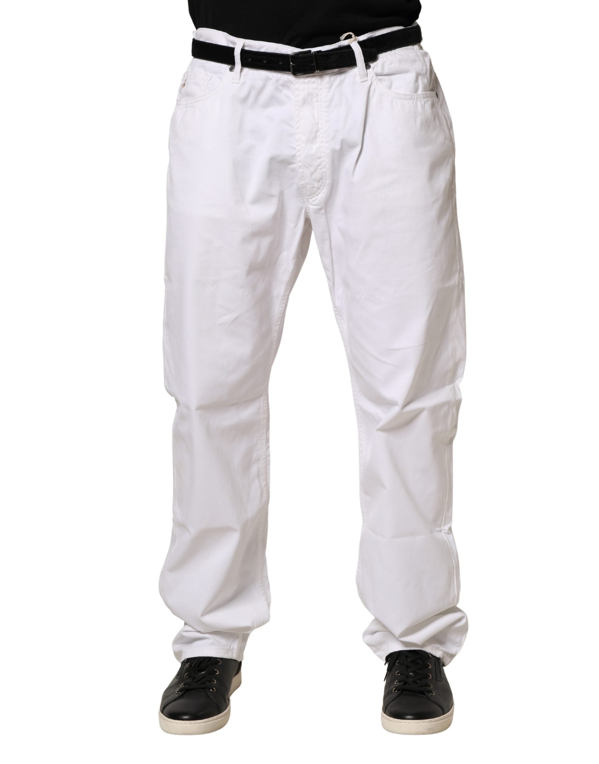 Fay White Cotton Stretch Straight Casual Men Denim Trouser Men's Jeans (Pre-Owned)