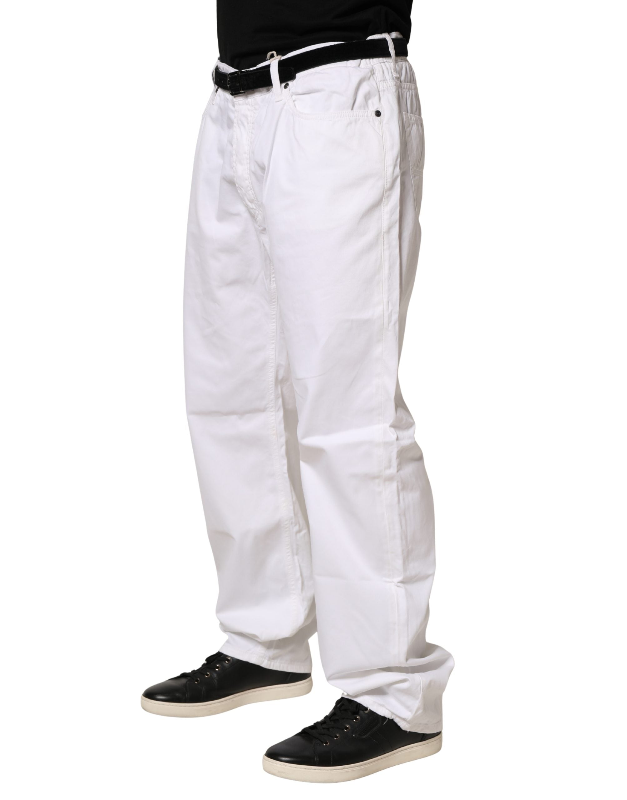 Fay White Cotton Stretch Straight Casual Men Denim Trouser Men's Jeans (Pre-Owned)