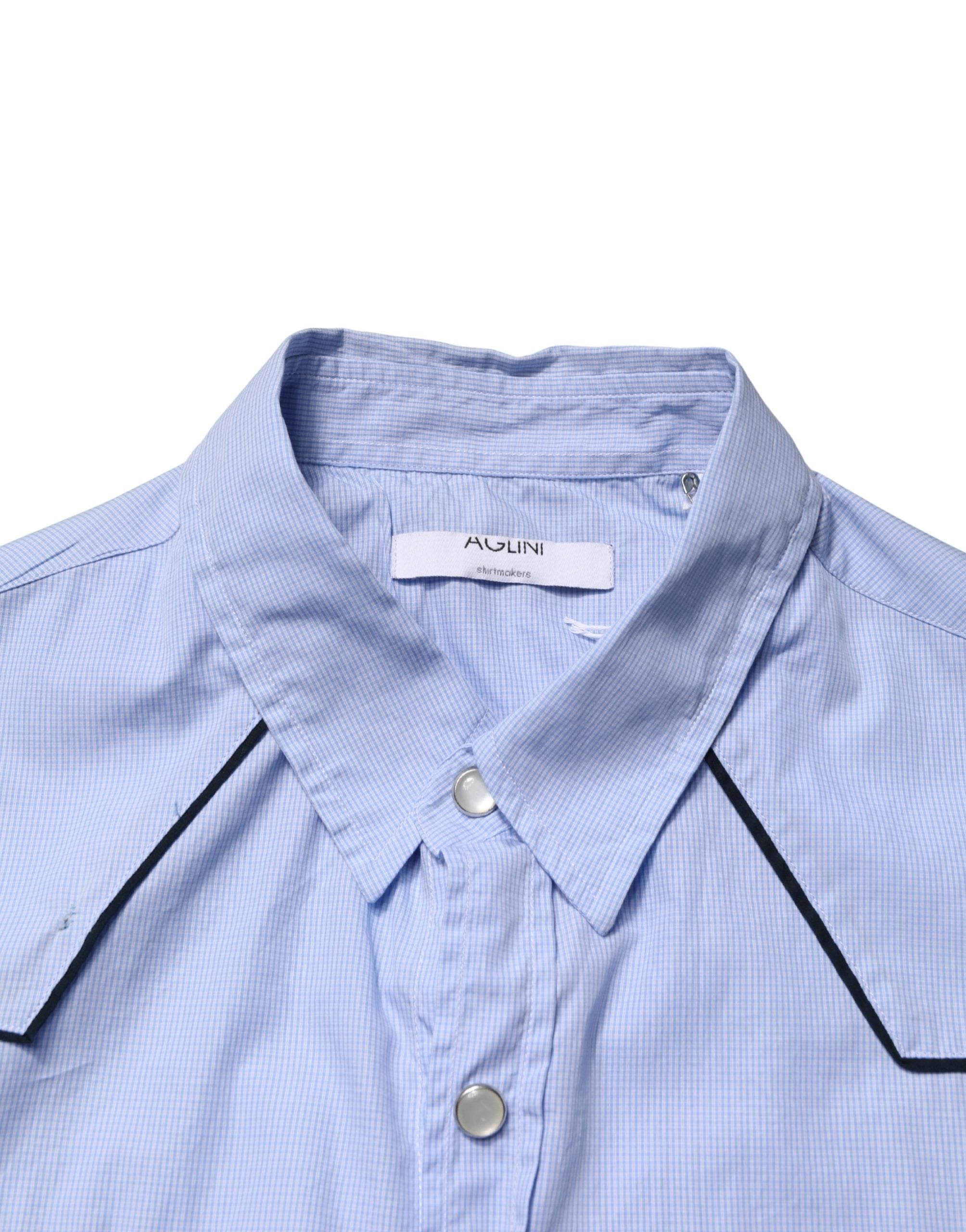 AGLINI Light Blue Slim Fit Collared Long Sleeve Casual Men's Shirt (Pre-Owned)