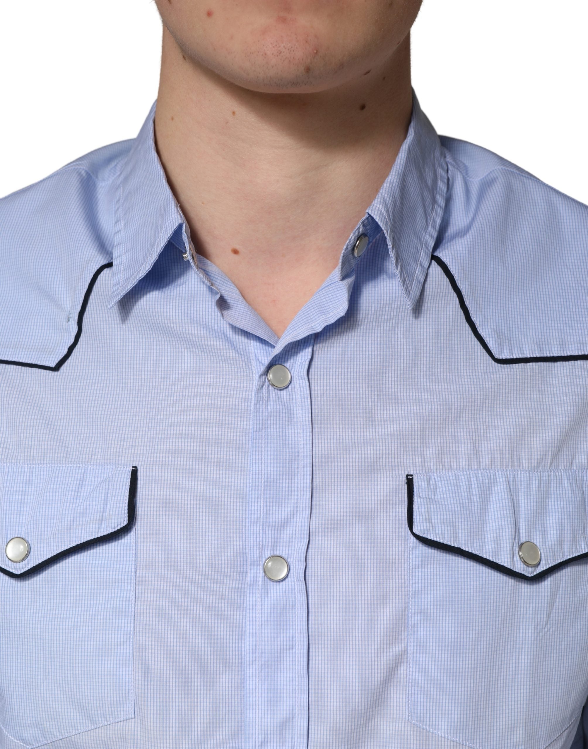 AGLINI Light Blue Slim Fit Collared Long Sleeve Casual Men's Shirt (Pre-Owned)