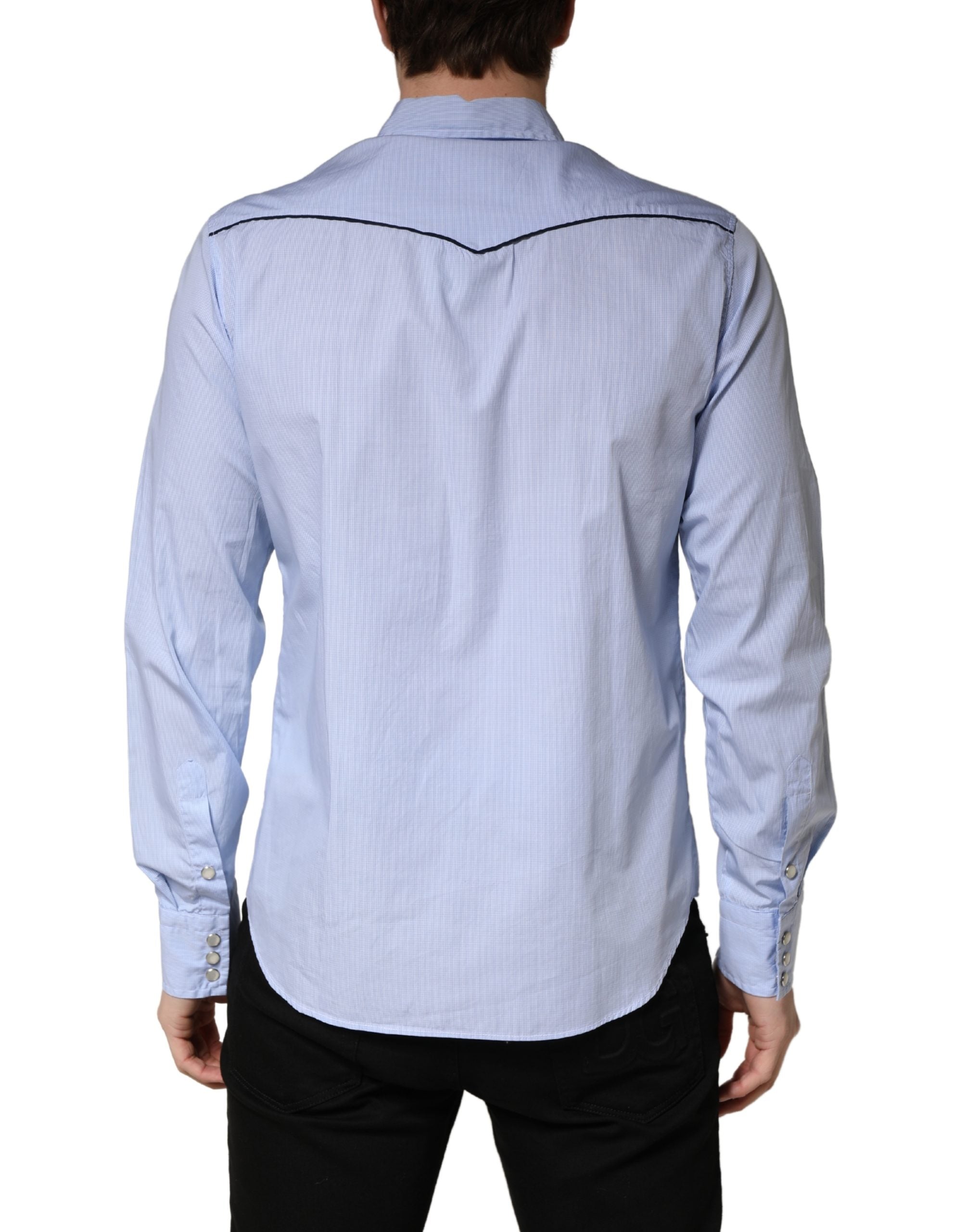 AGLINI Light Blue Slim Fit Collared Long Sleeve Casual Men's Shirt (Pre-Owned)