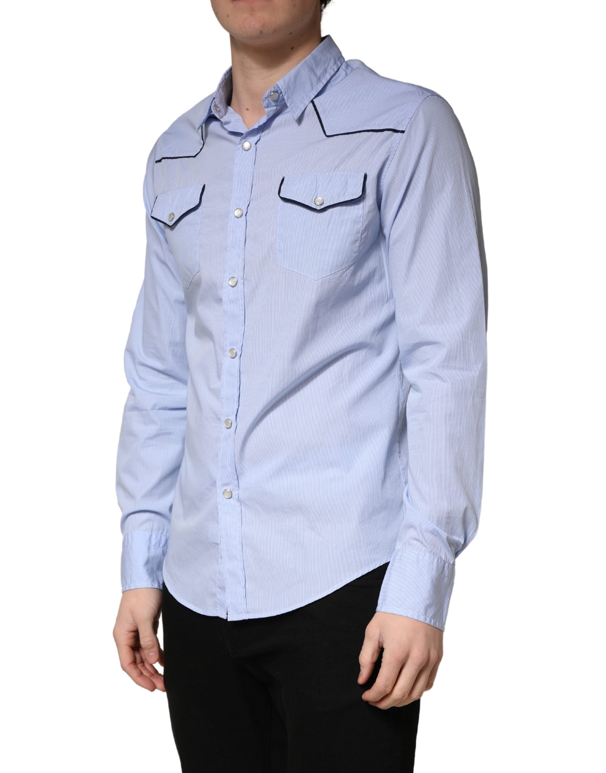 AGLINI Light Blue Slim Fit Collared Long Sleeve Casual Men's Shirt (Pre-Owned)