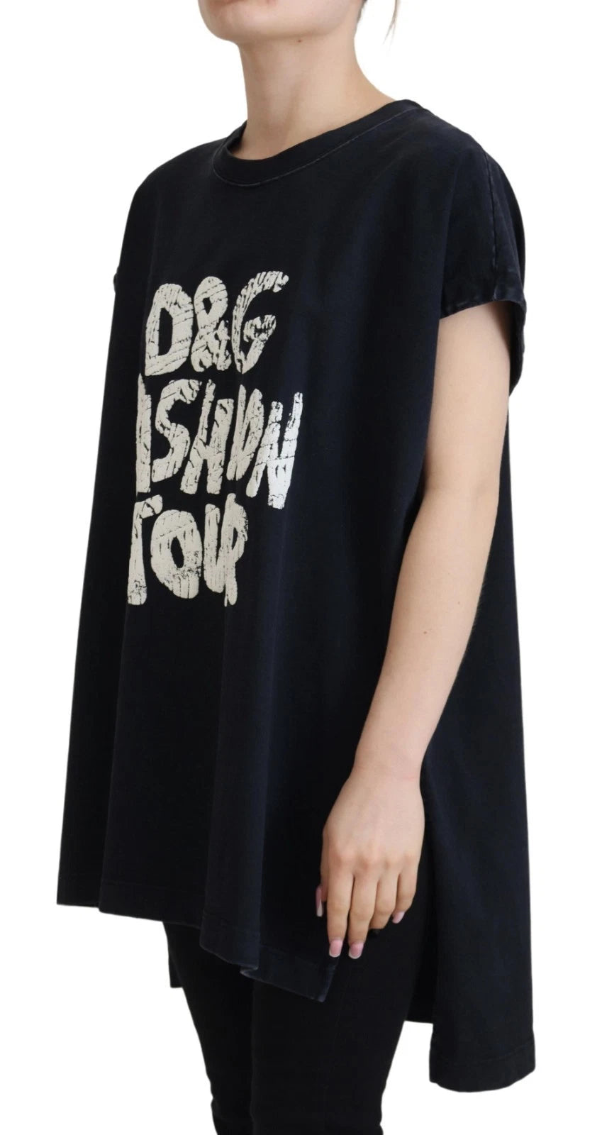 Dolce & Gabbana Black D&G Fashion Round Neck Cotton Women's T-shirt