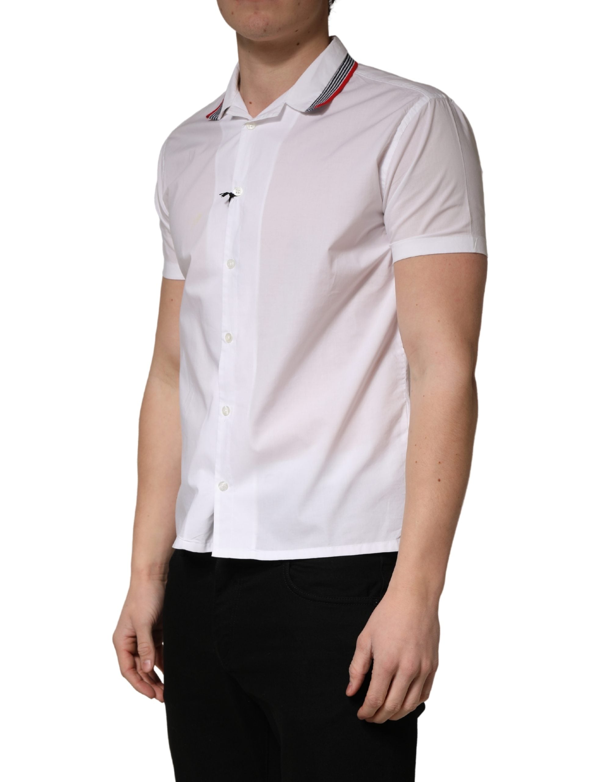 Daniele Alessandrini White Short Sleeves Button Down Men's Shirt (Pre-Owned)