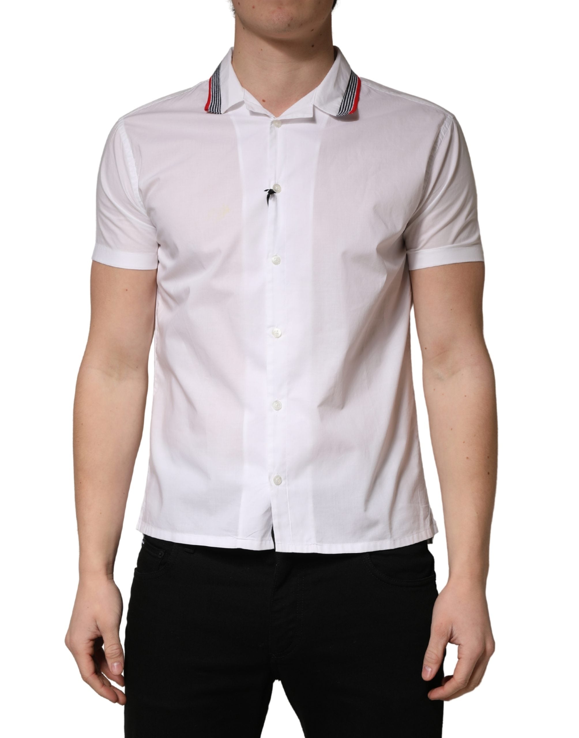 Daniele Alessandrini White Short Sleeves Button Down Men's Shirt (Pre-Owned)