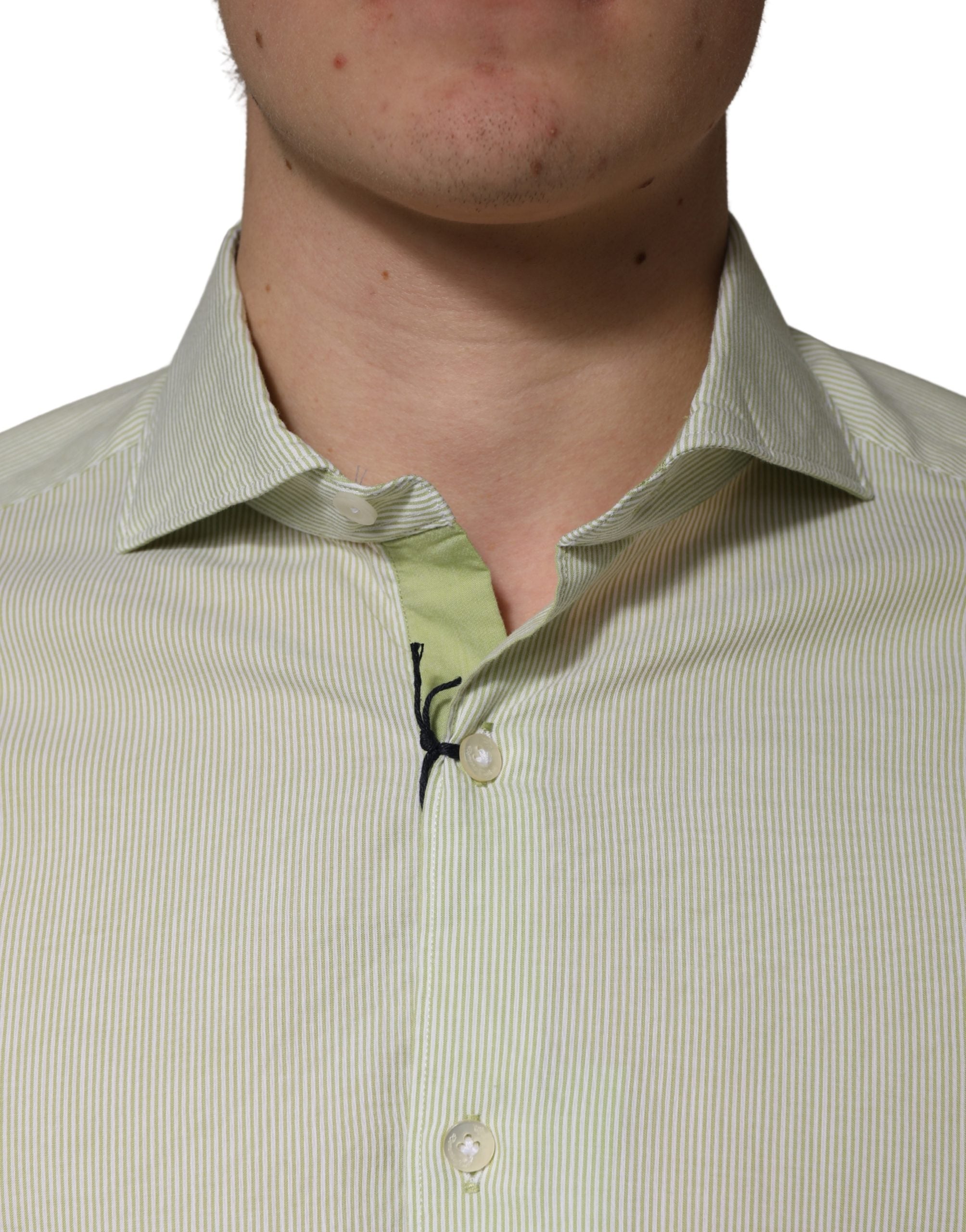 Domenico Tagliente Light Green Long Sleeves Formal Dress Men's Shirt (Pre-Owned)