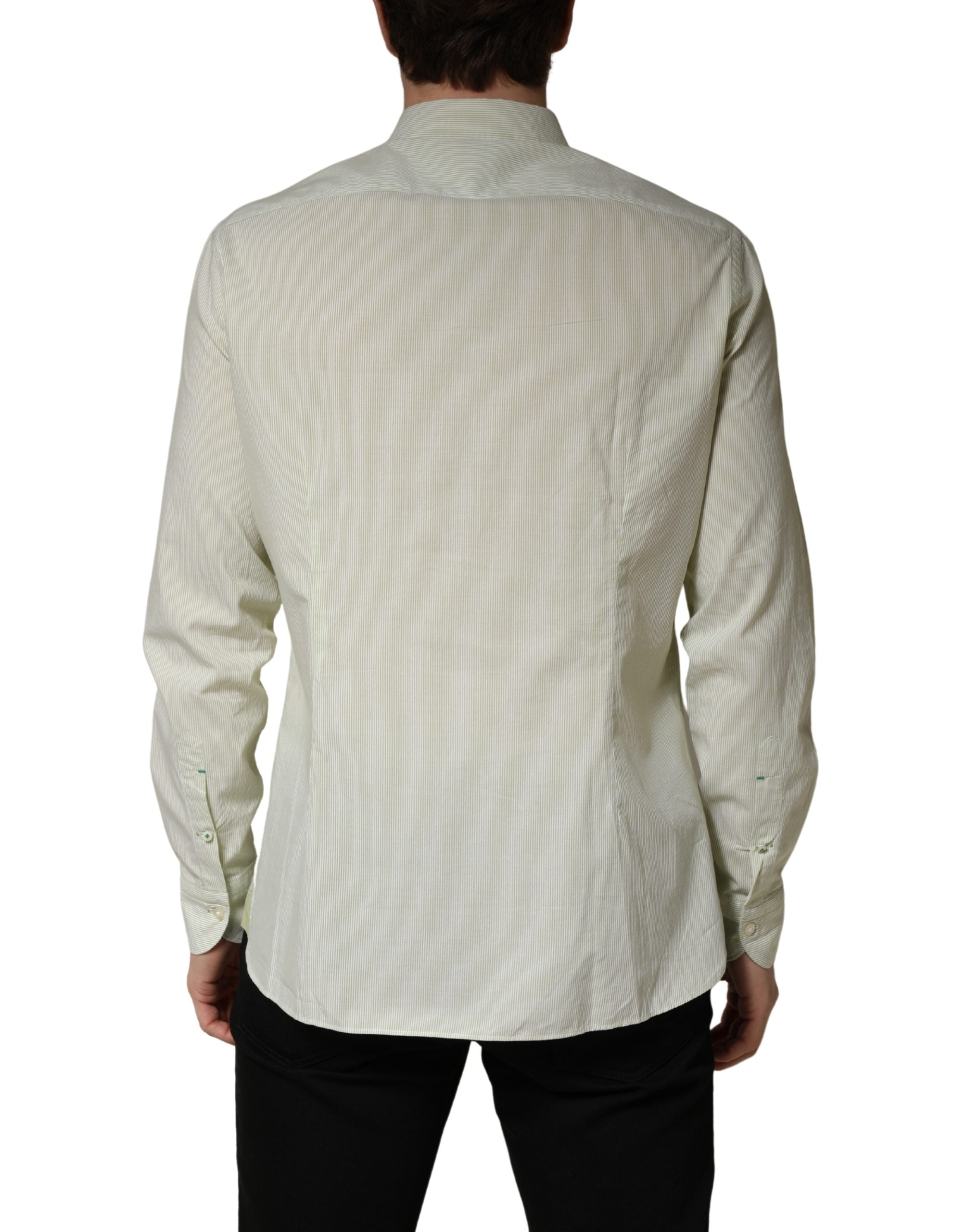 Domenico Tagliente Light Green Long Sleeves Formal Dress Men's Shirt (Pre-Owned)