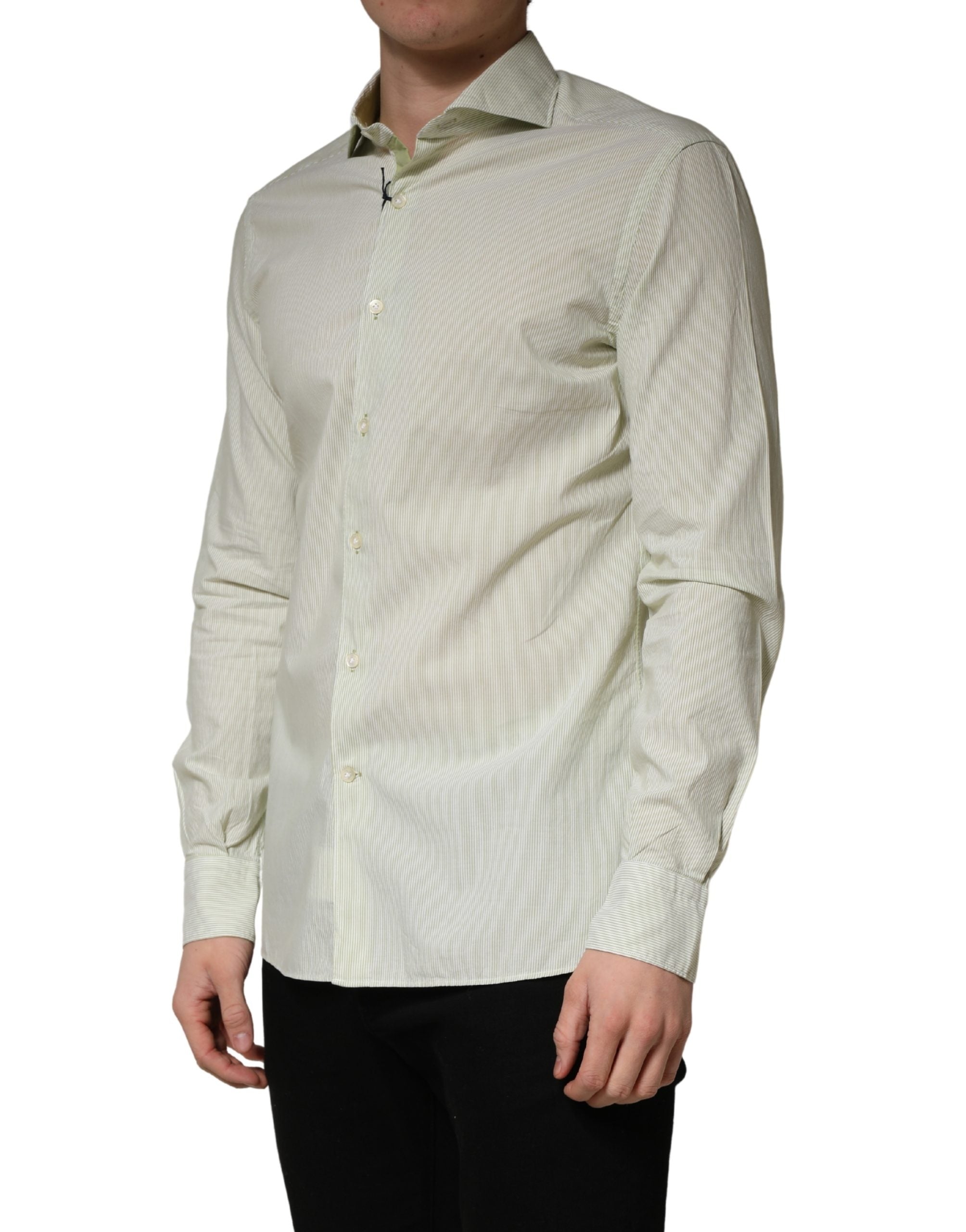 Domenico Tagliente Light Green Long Sleeves Formal Dress Men's Shirt (Pre-Owned)