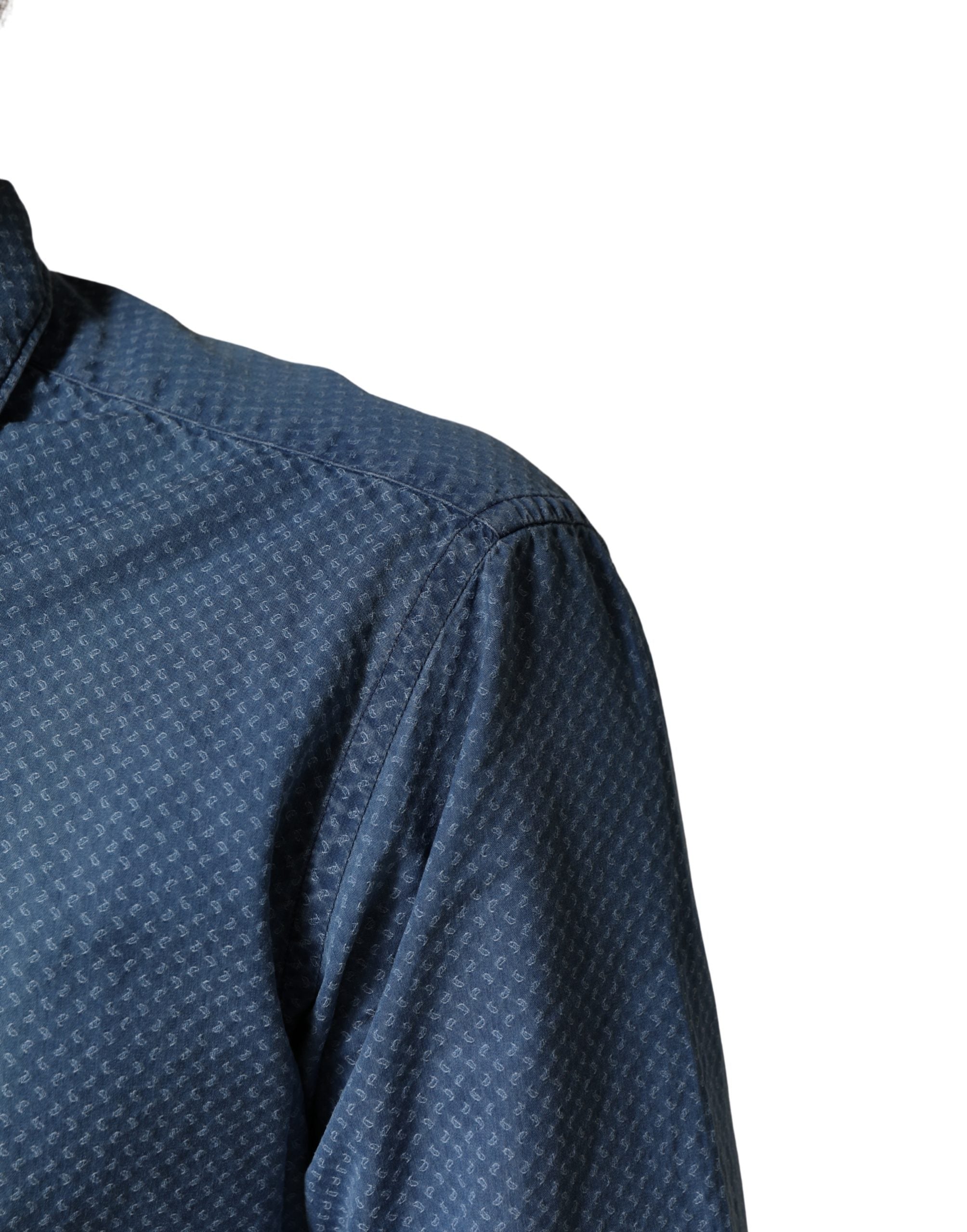 AGLINI Blue Cotton Slim Fit Collared LongSleeve Casual Men's Shirt (Pre-Owned)
