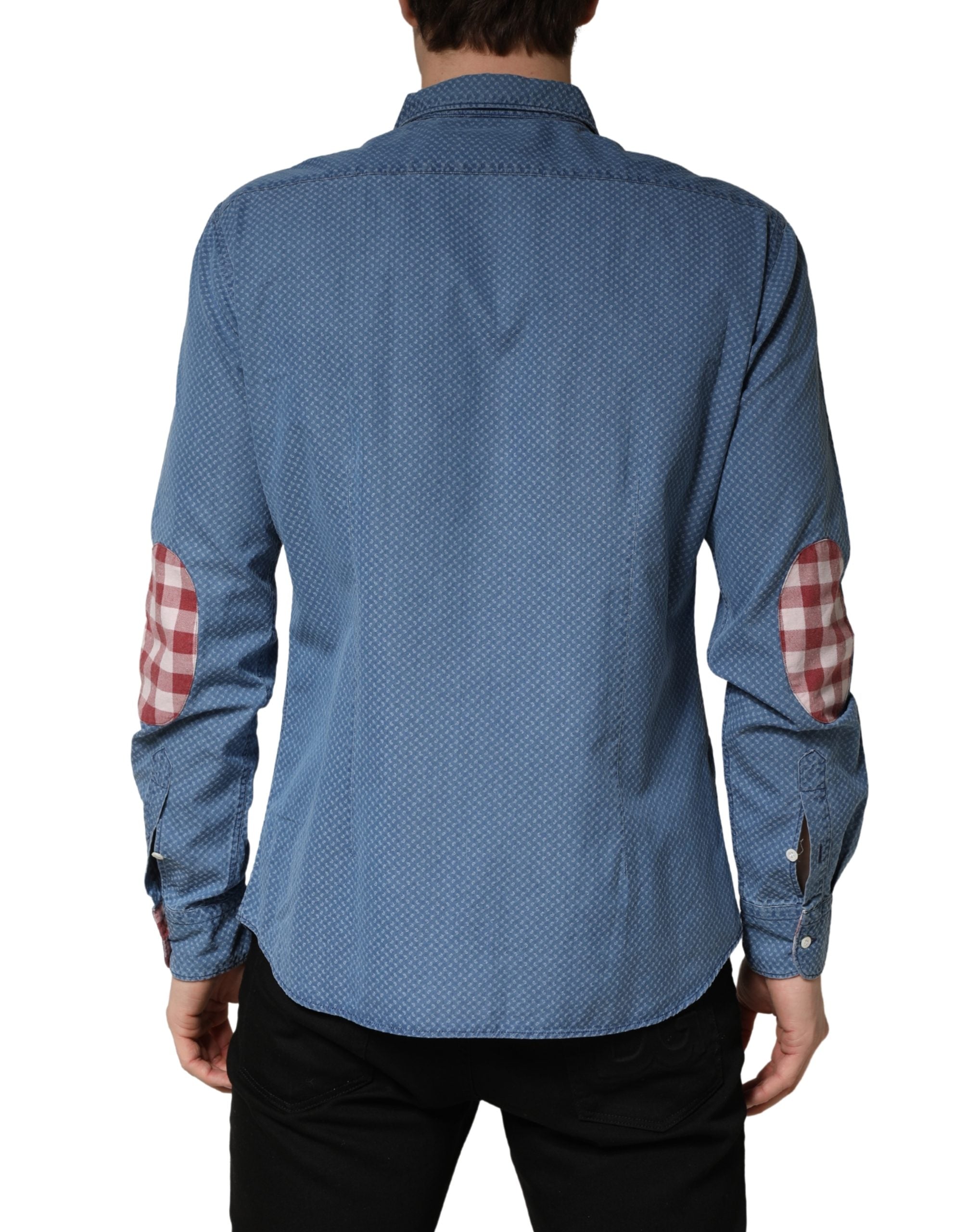 AGLINI Blue Cotton Slim Fit Collared LongSleeve Casual Men's Shirt (Pre-Owned)