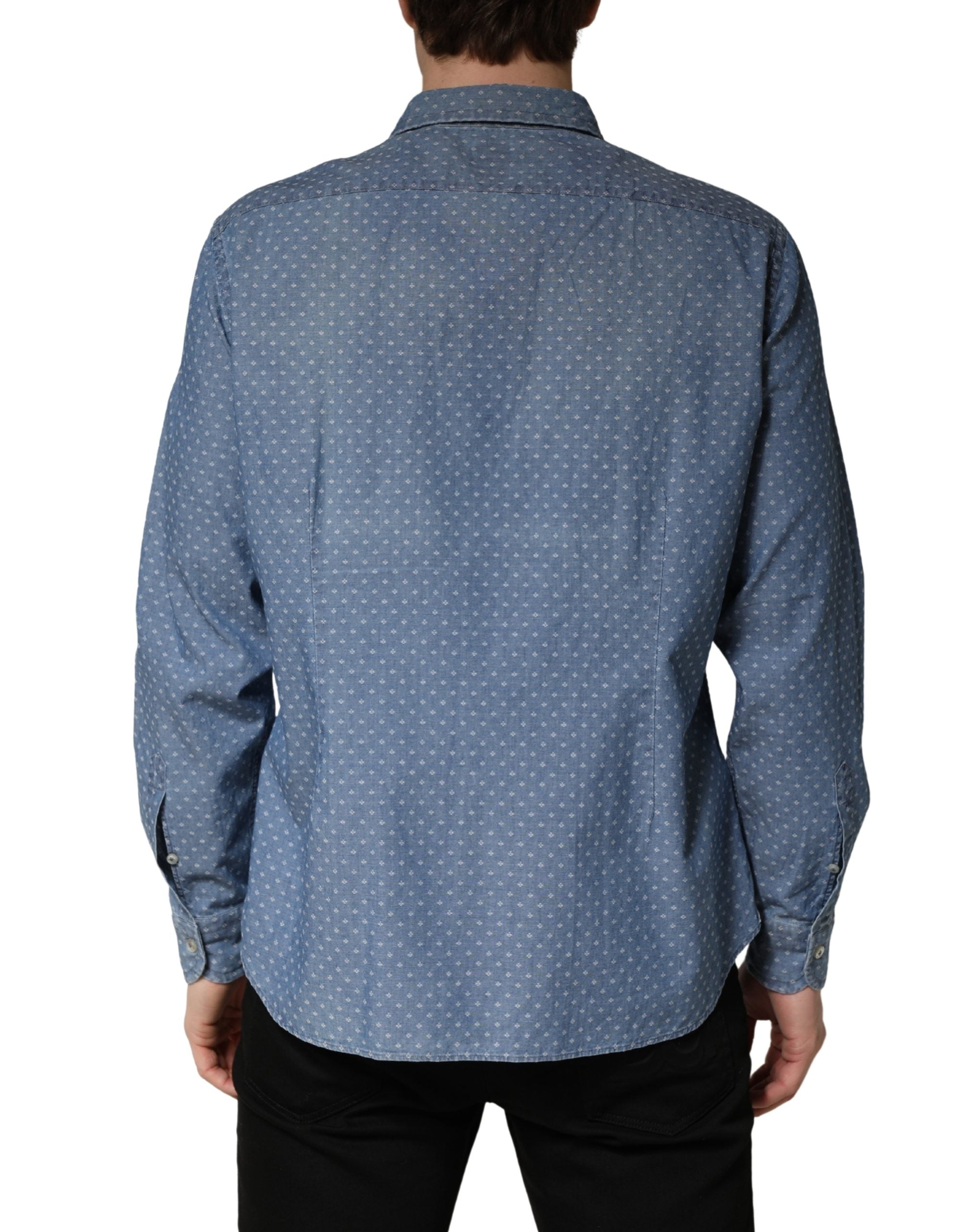 Domenico Tagliente Blue Long Sleeve Collared Casual Men's Shirt (Pre-Owned)