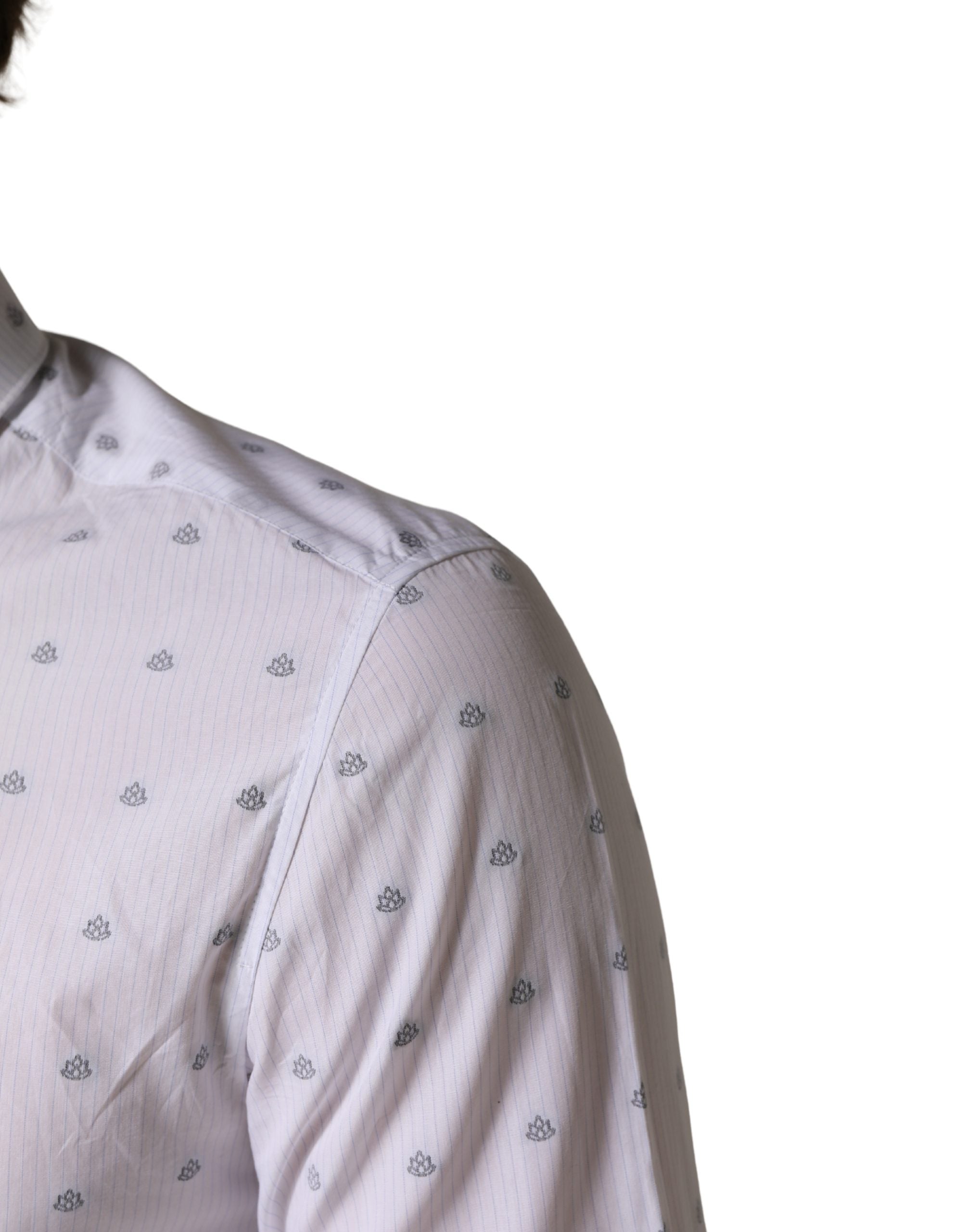 Patrizia Pepe White Cotton Slim Fit Collared Men Dress Men's Shirt