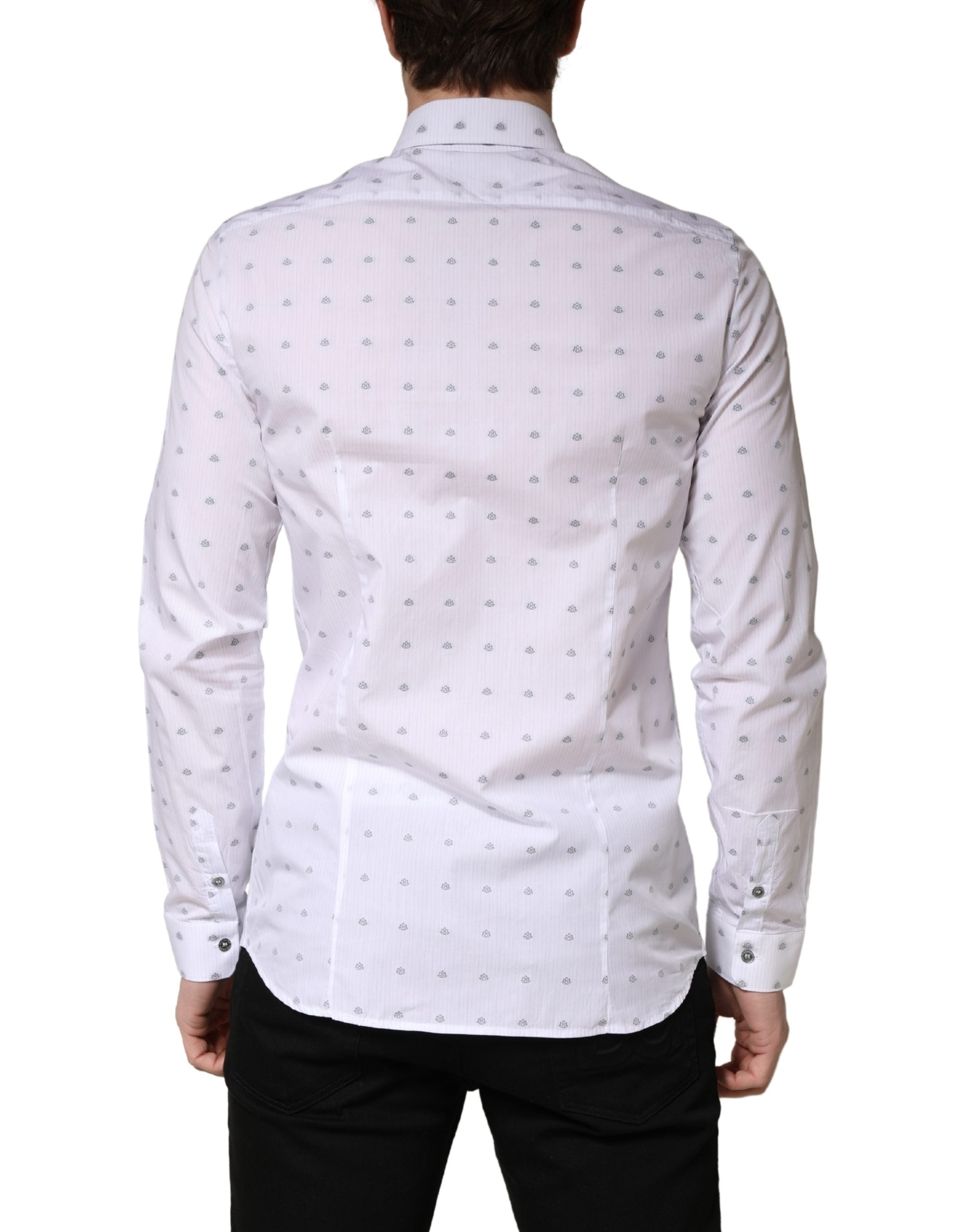 Patrizia Pepe White Cotton Slim Fit Collared Men Dress Men's Shirt