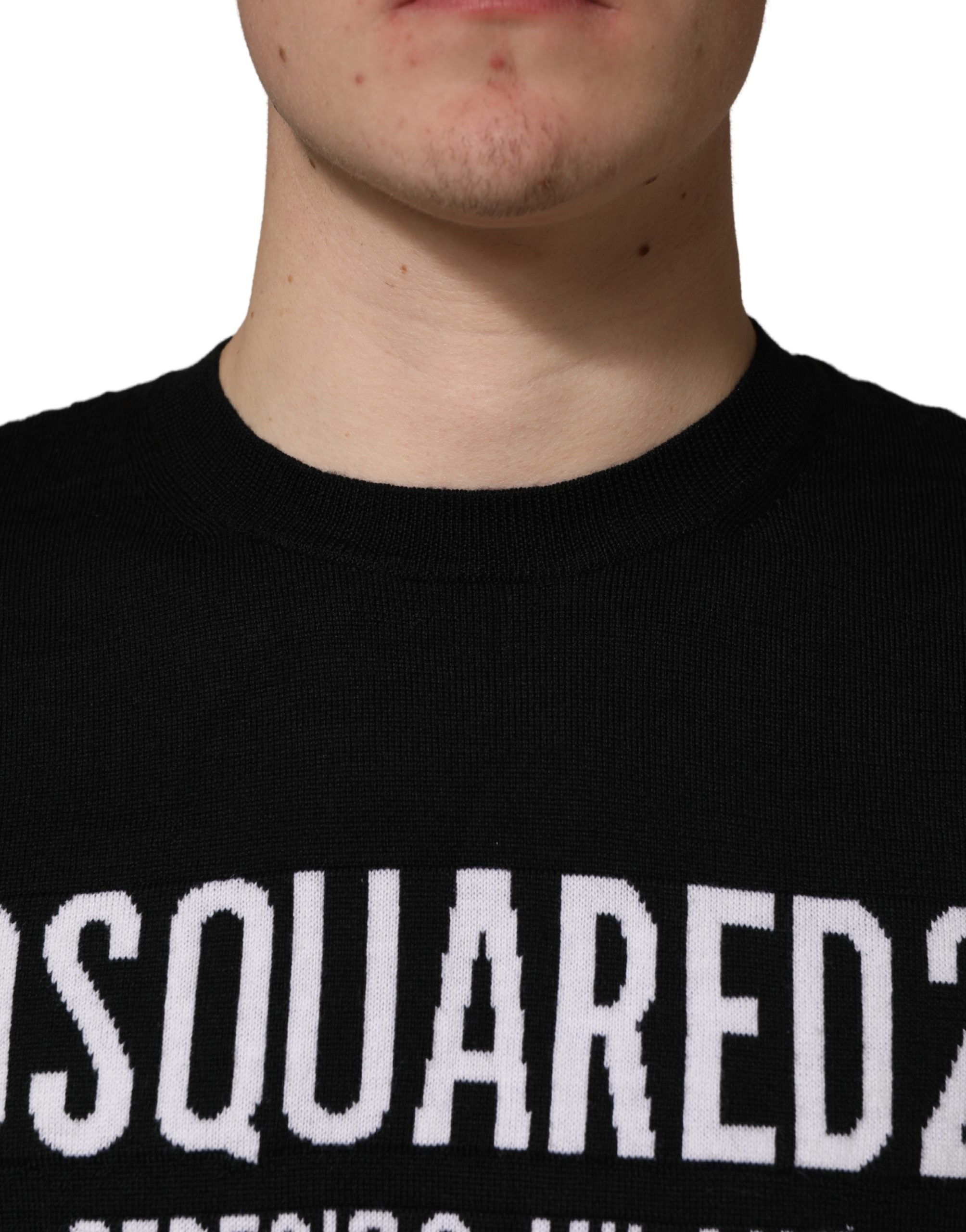 Dsquared² Black Logo Knitted Crew Neck Men Pullover Men's Sweater