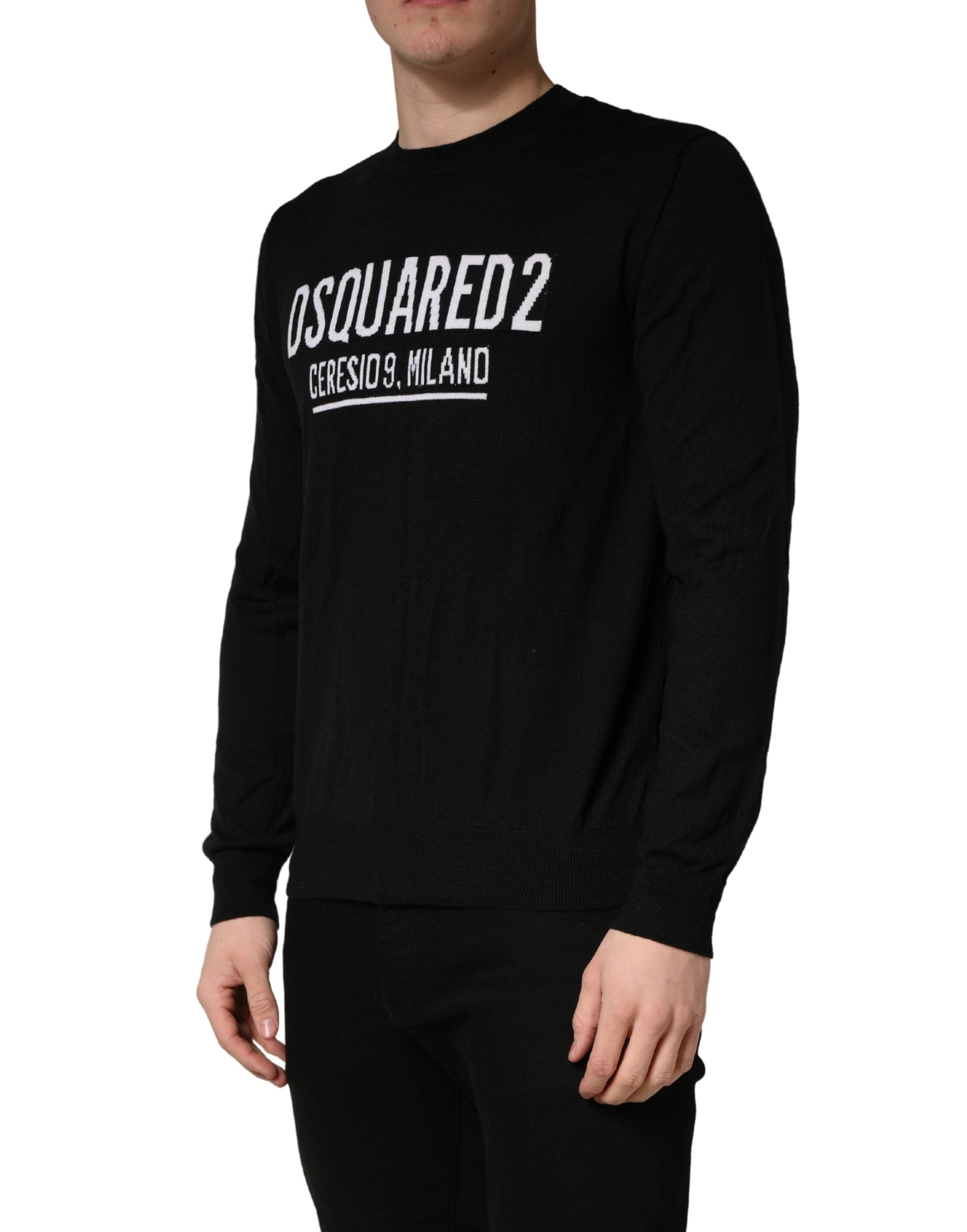 Dsquared² Black Logo Knitted Crew Neck Men Pullover Men's Sweater