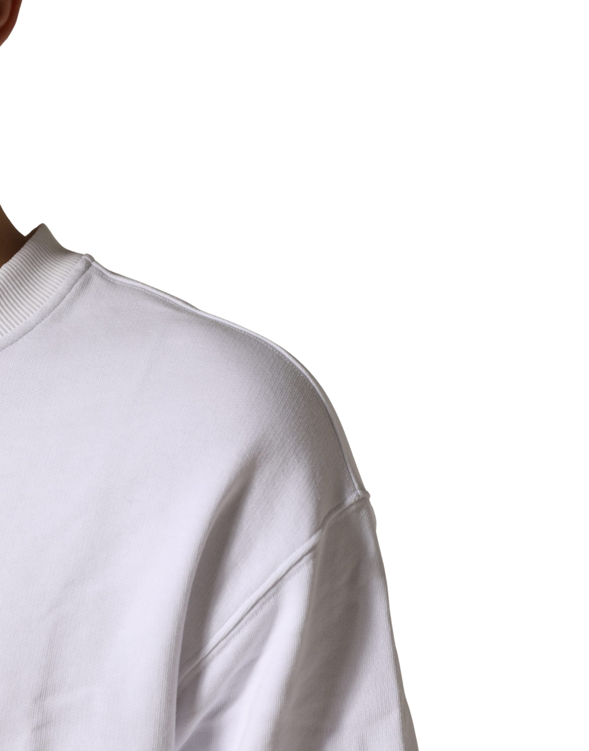 Dolce & Gabbana White Cotton Crew Neck Sweatshirt Men's Sweater (Pre-Owned)