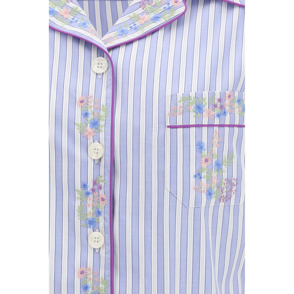 Dolce & Gabbana Blue Cotton Shortsleeve Women's Shirt