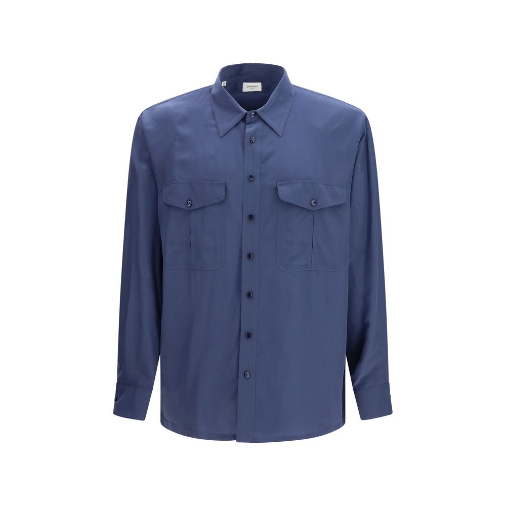 Saint Laurent Blue Viscose Dress Men's Shirt