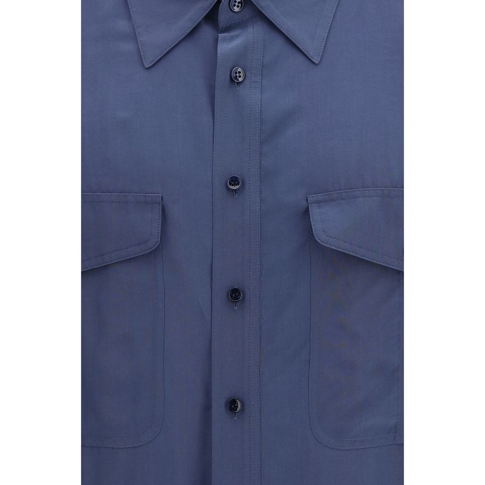 Saint Laurent Blue Viscose Dress Men's Shirt