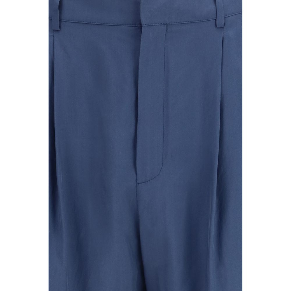Saint Laurent Blue Silk Dress Men's Pants