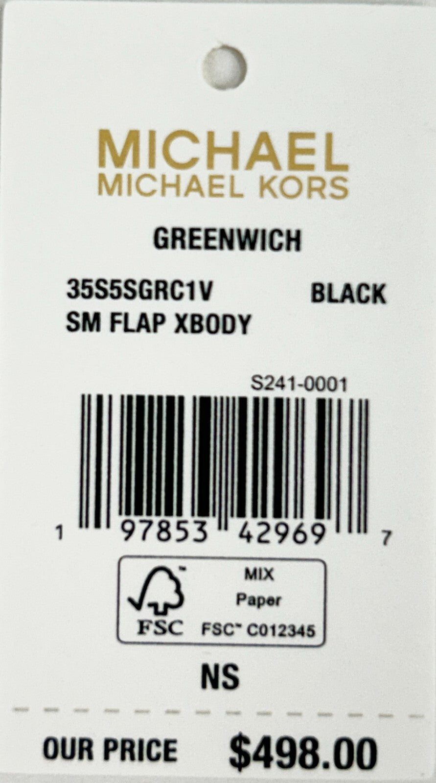 Michael Kors Michael Kors Greenwich Small Print Logo Crossbody Tote Chain Bag Black/White Women's $498