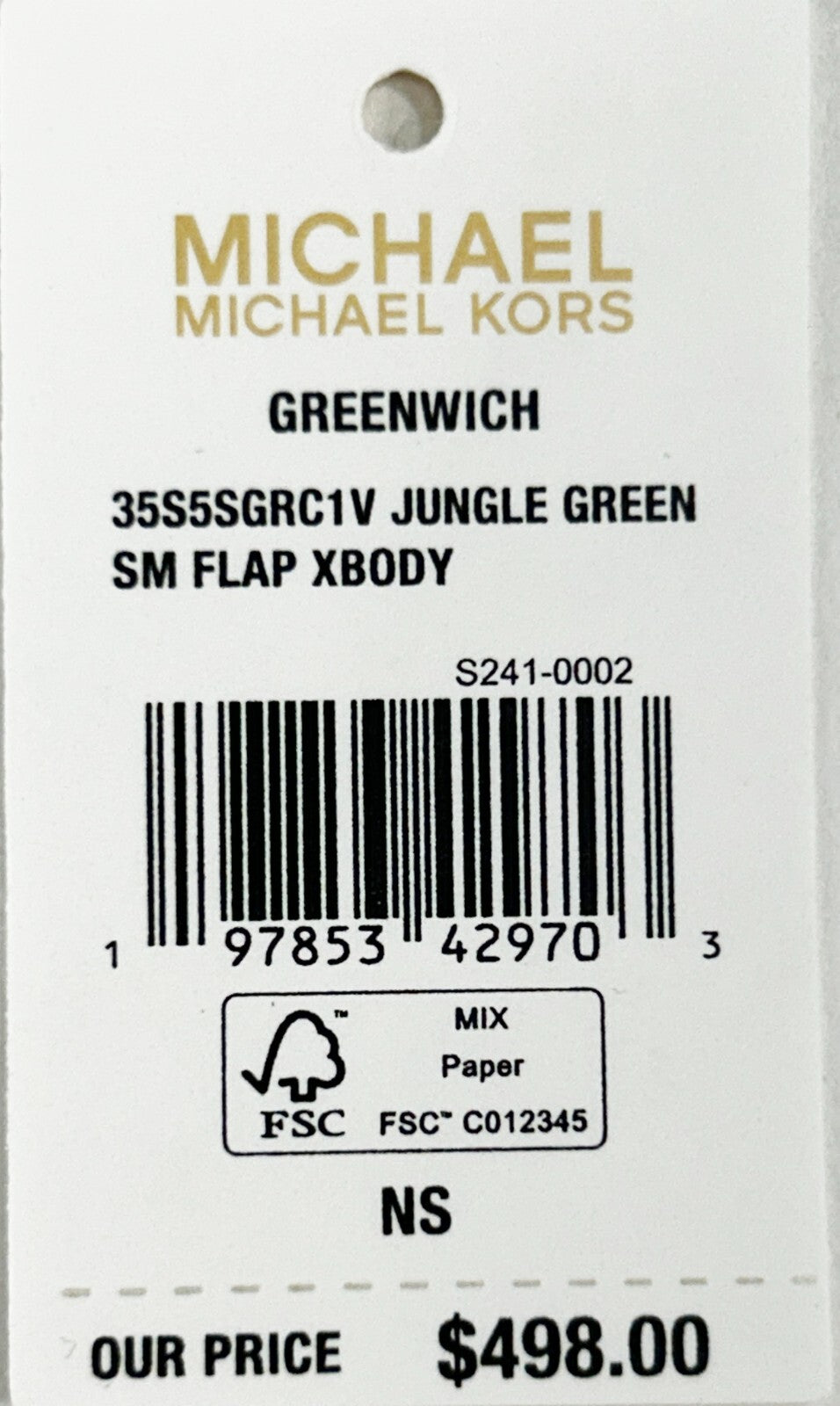 Michael Kors Michael Kors Greenwich Small Print Logo Crossbody Tote Chain Bag Jungle Green Women's $498