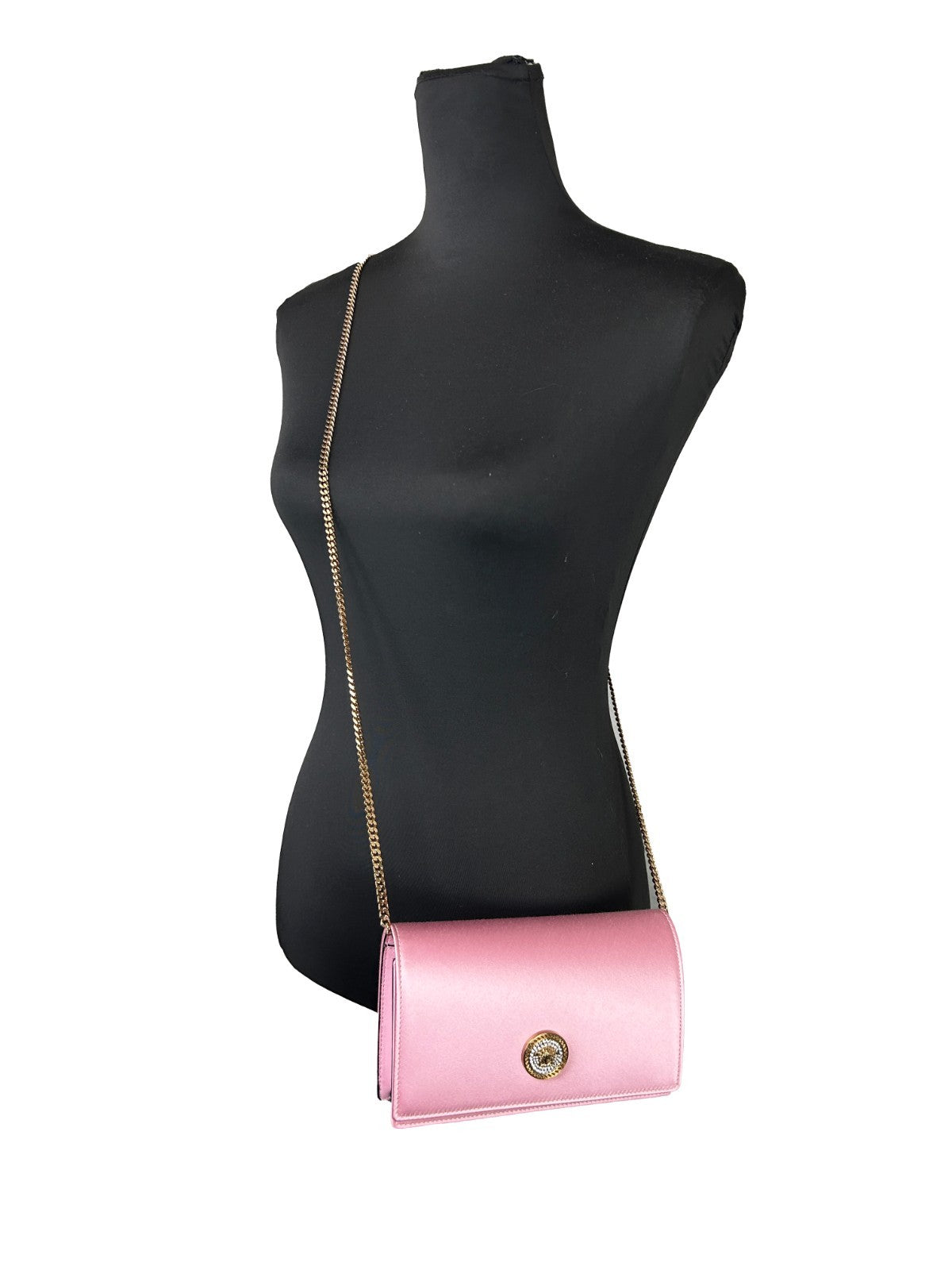Versace Versace Medusa Crystal Satin Mini Chain Crossbody Bag Women's Purse