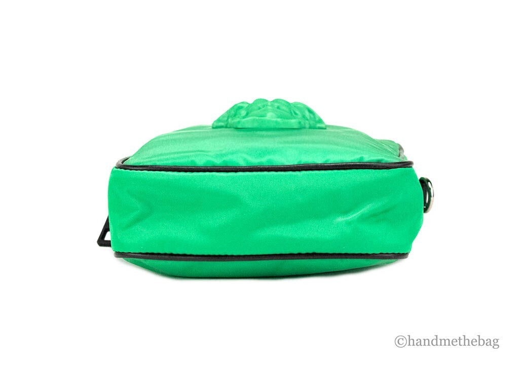 Versace Versace Small Bright Green Nylon Fabric Medusa Crossbody Messenger Bag Women's Purse