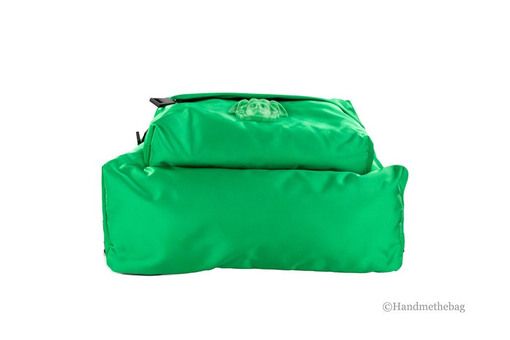 Versace Versace Large Bright Green Nylon Fabric Medusa Shoulder Backpack Women's Bookbag