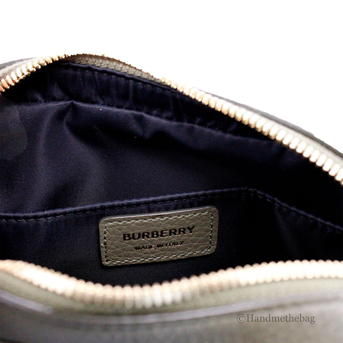 Burberry Burberry Small Branded Dark Fern Green Grainy Leather Camera Crossbody Women's Bag
