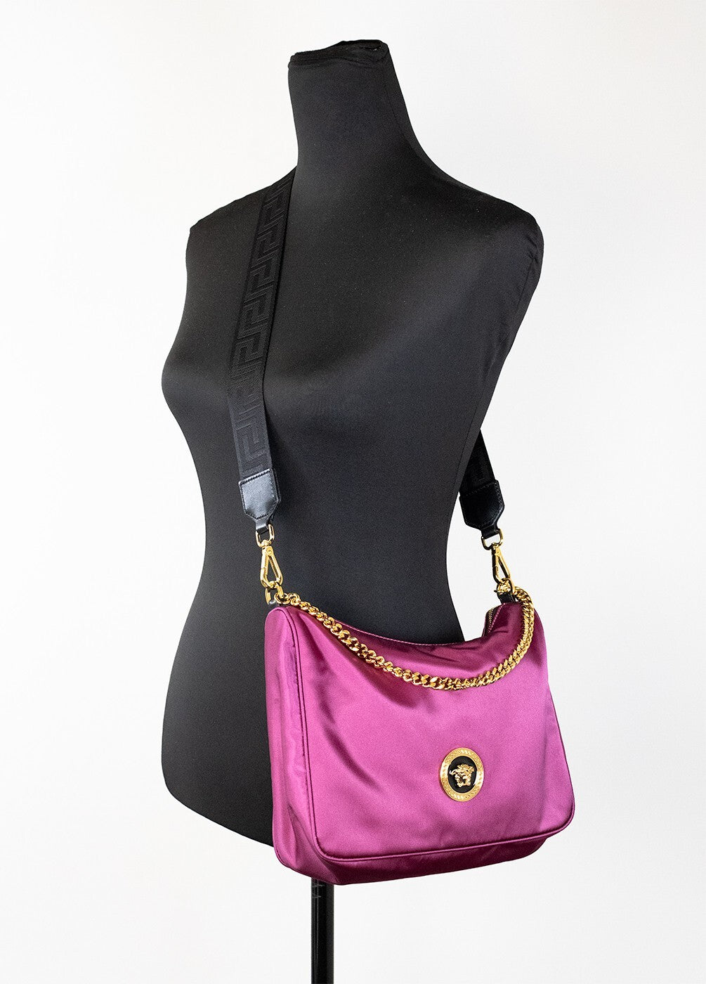 Versace Versace Small Dahlia Nylon Fabric Medusa Pendant Crossbody Shoulder Purse Women's Bag