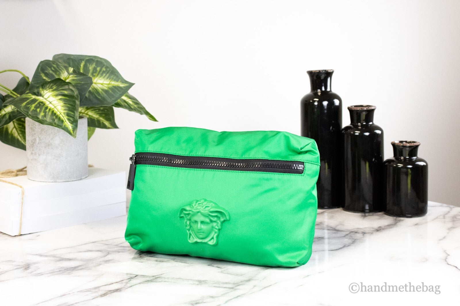 Versace Versace Small Bright Green Nylon Matte Medusa Belt Bag Waist Fanny Pack Women's Purse