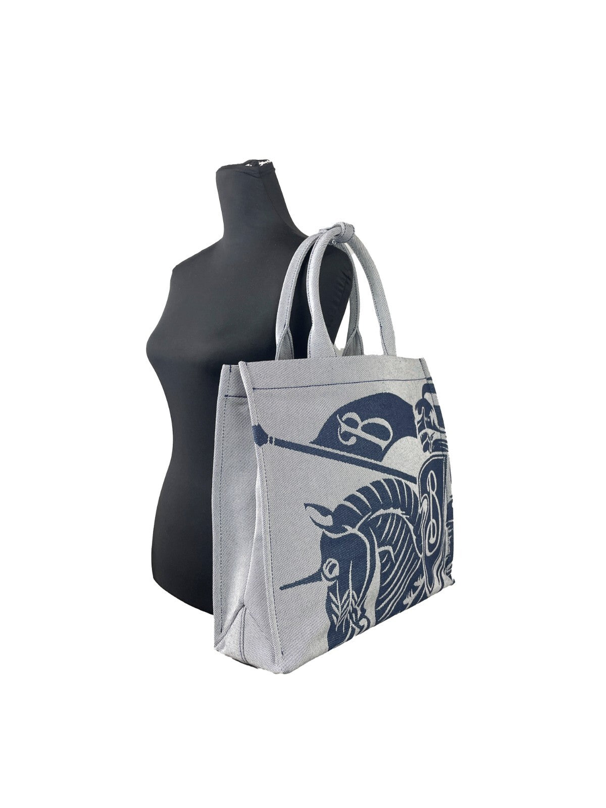Burberry Burberry Navy EKD Canvas Tote Bag With Coin Women's Pouch