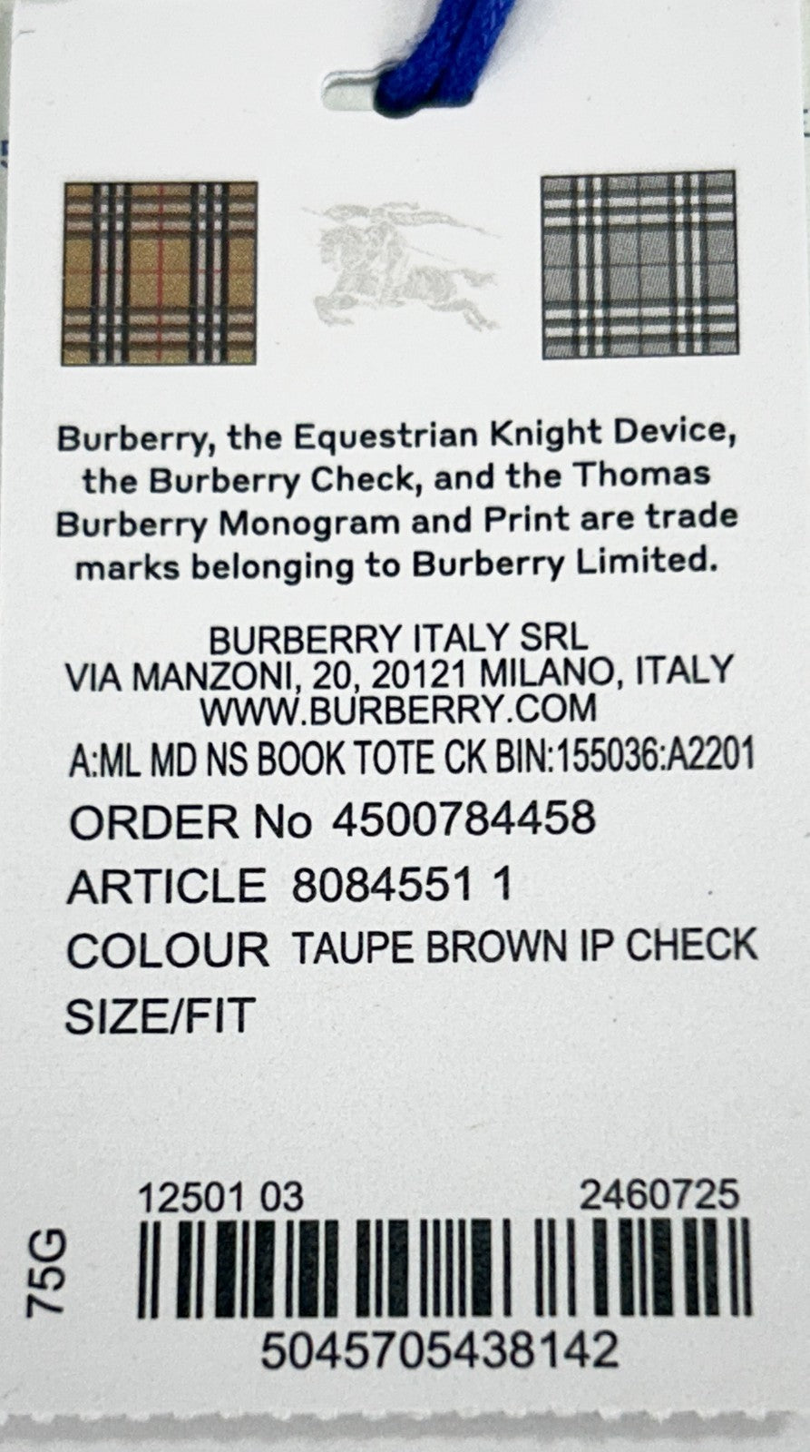 Burberry Burberry Medium NS Book Tote Bag Women's Purse