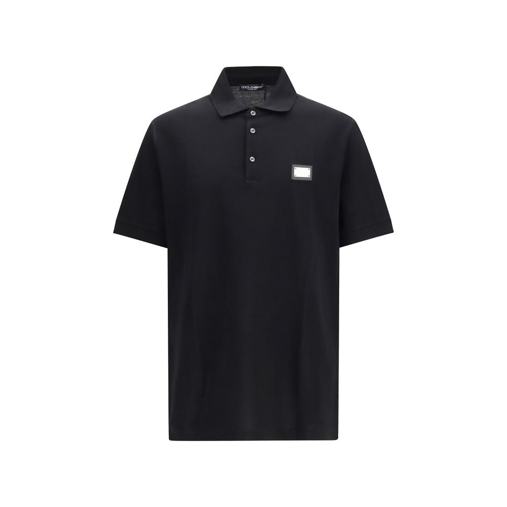 Dolce & Gabbana Black Cotton Polo Men's Shirt