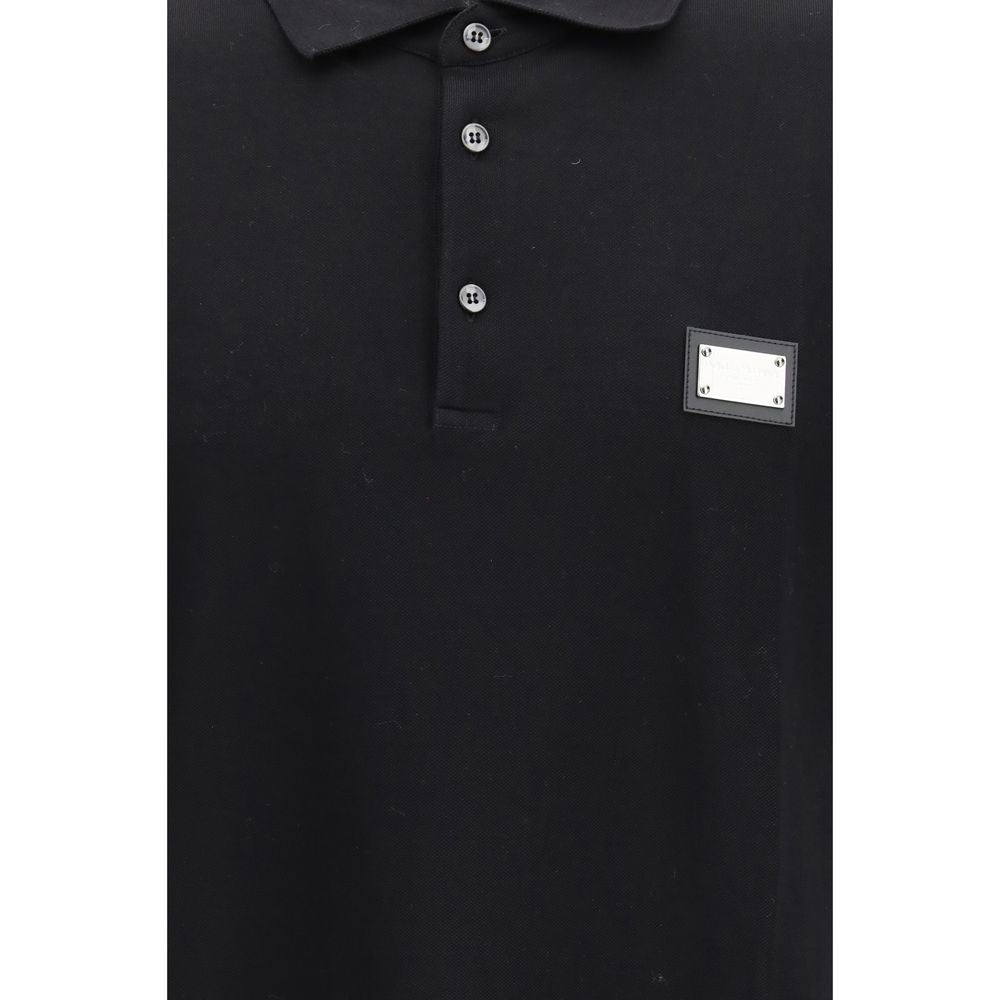 Dolce & Gabbana Black Cotton Polo Men's Shirt