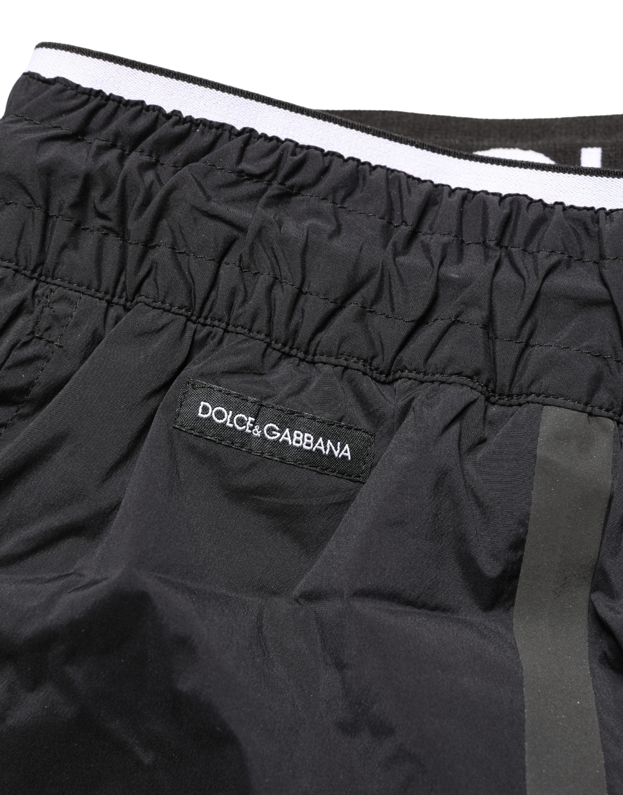 Dolce & Gabbana Black Nylon Elastic Waist Swim Shorts Men's Swimwear (Pre-Owned)