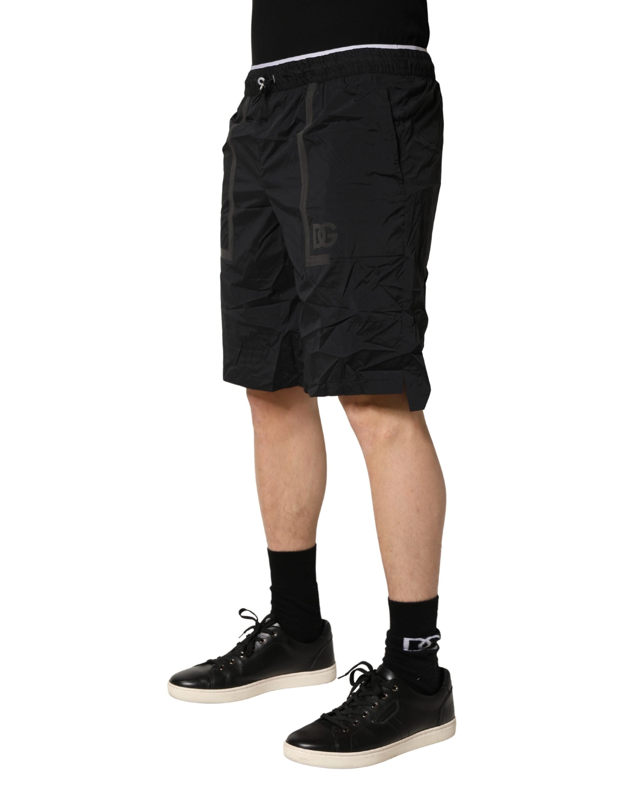 Dolce & Gabbana Black Nylon Elastic Waist Swim Shorts Men's Swimwear (Pre-Owned)