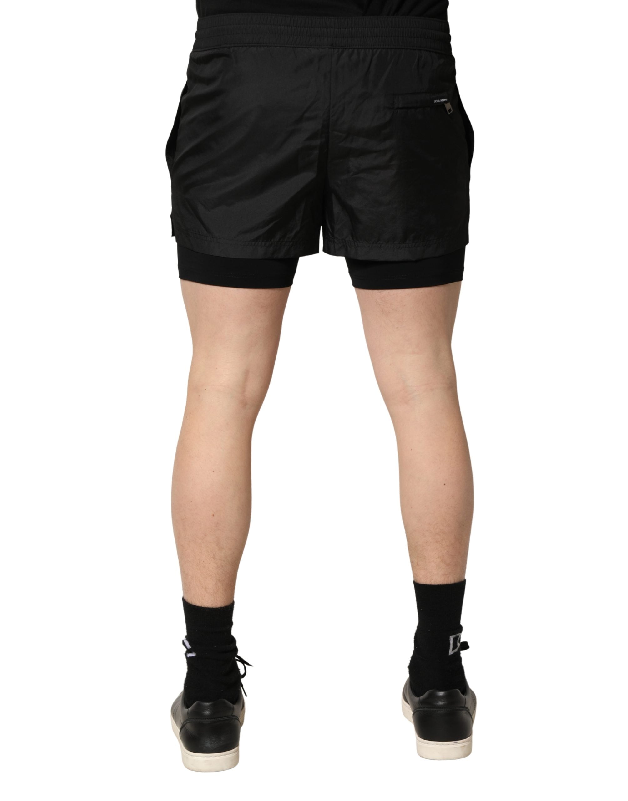Dolce & Gabbana Black Polyester Drawstring Men Shorts Men's Swimwear