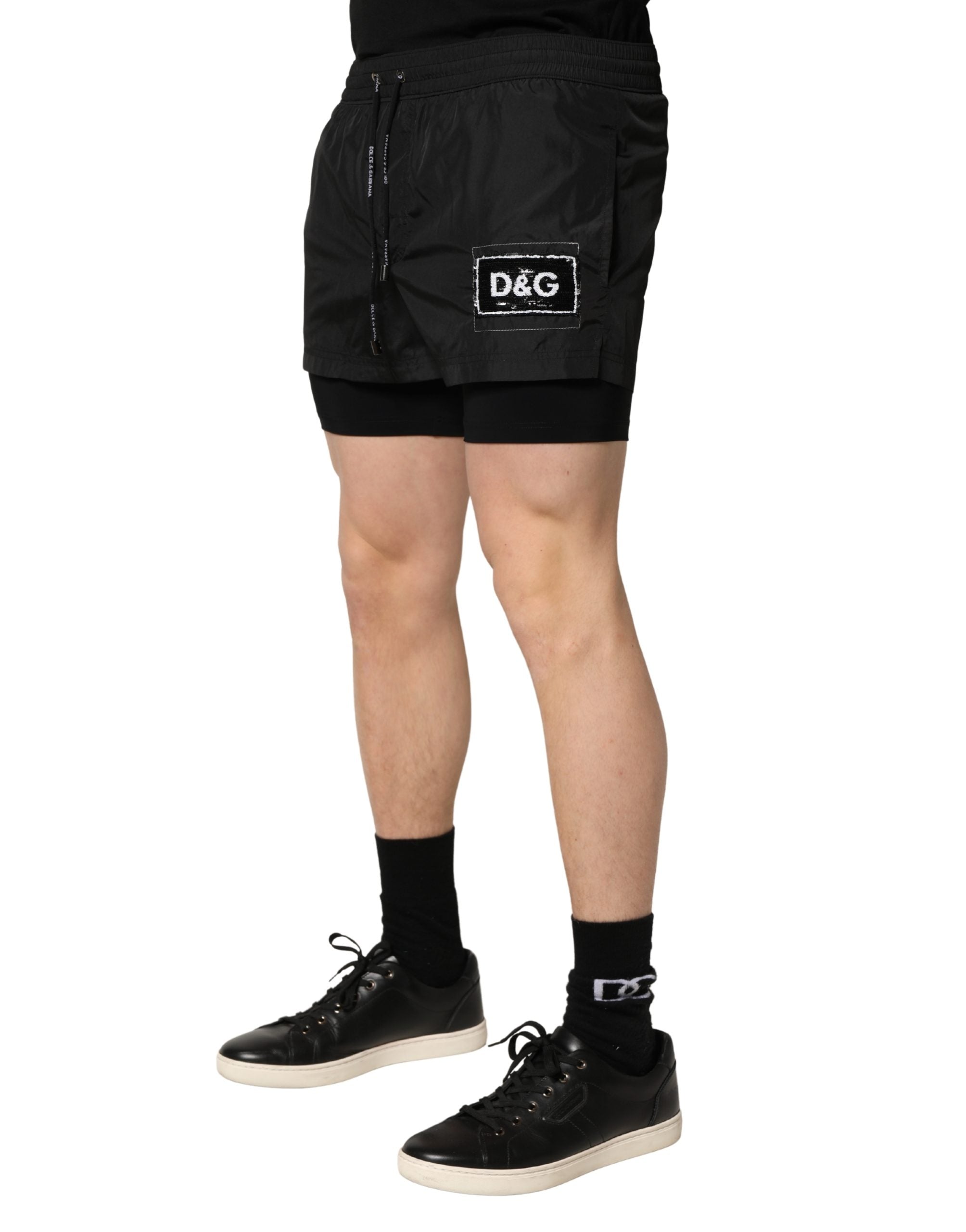Dolce & Gabbana Black Polyester Drawstring Men Shorts Men's Swimwear