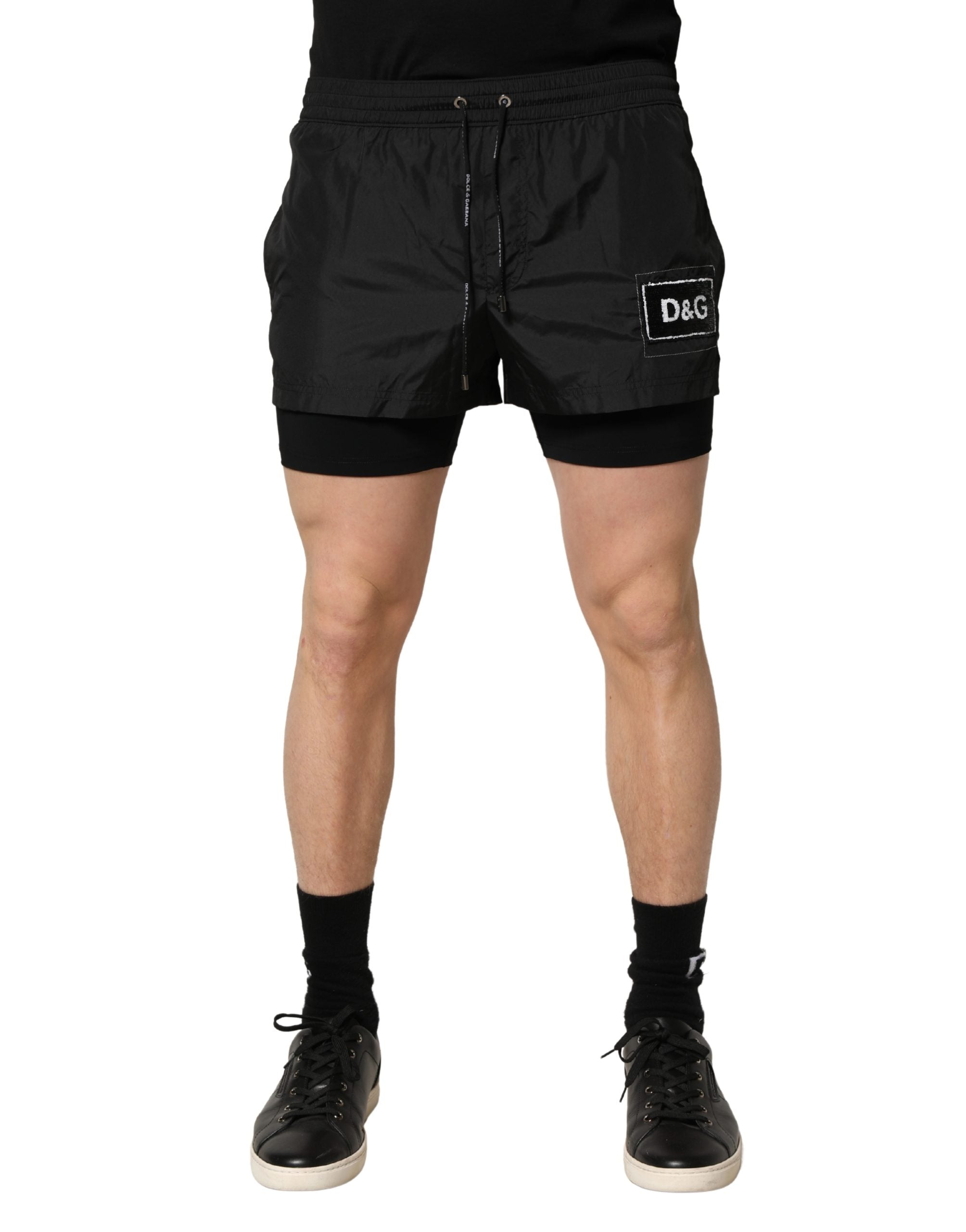 Dolce & Gabbana Black Polyester Drawstring Men Shorts Men's Swimwear