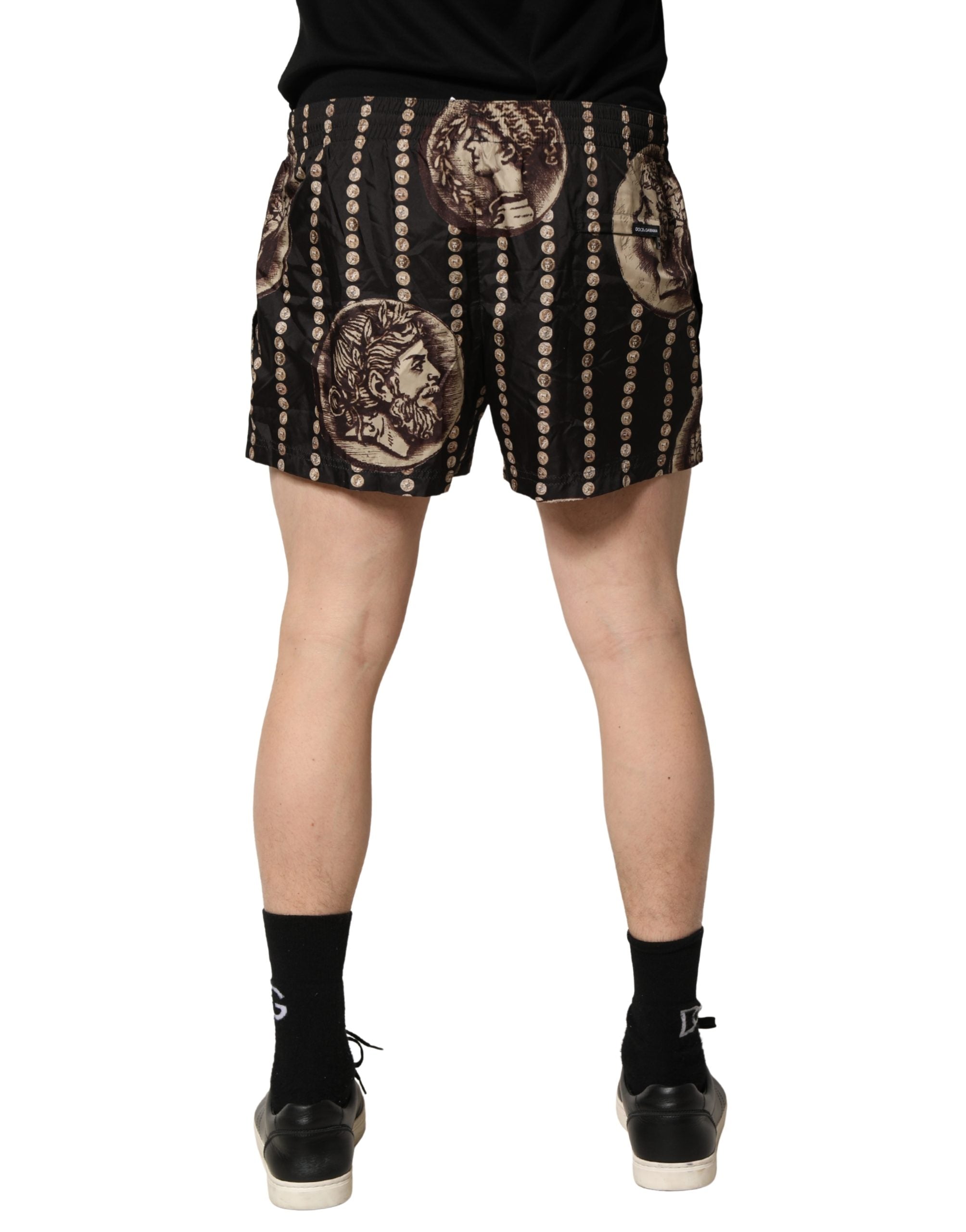 Dolce & Gabbana Black Roman Coin Print Swim Shorts Men's Swimwear