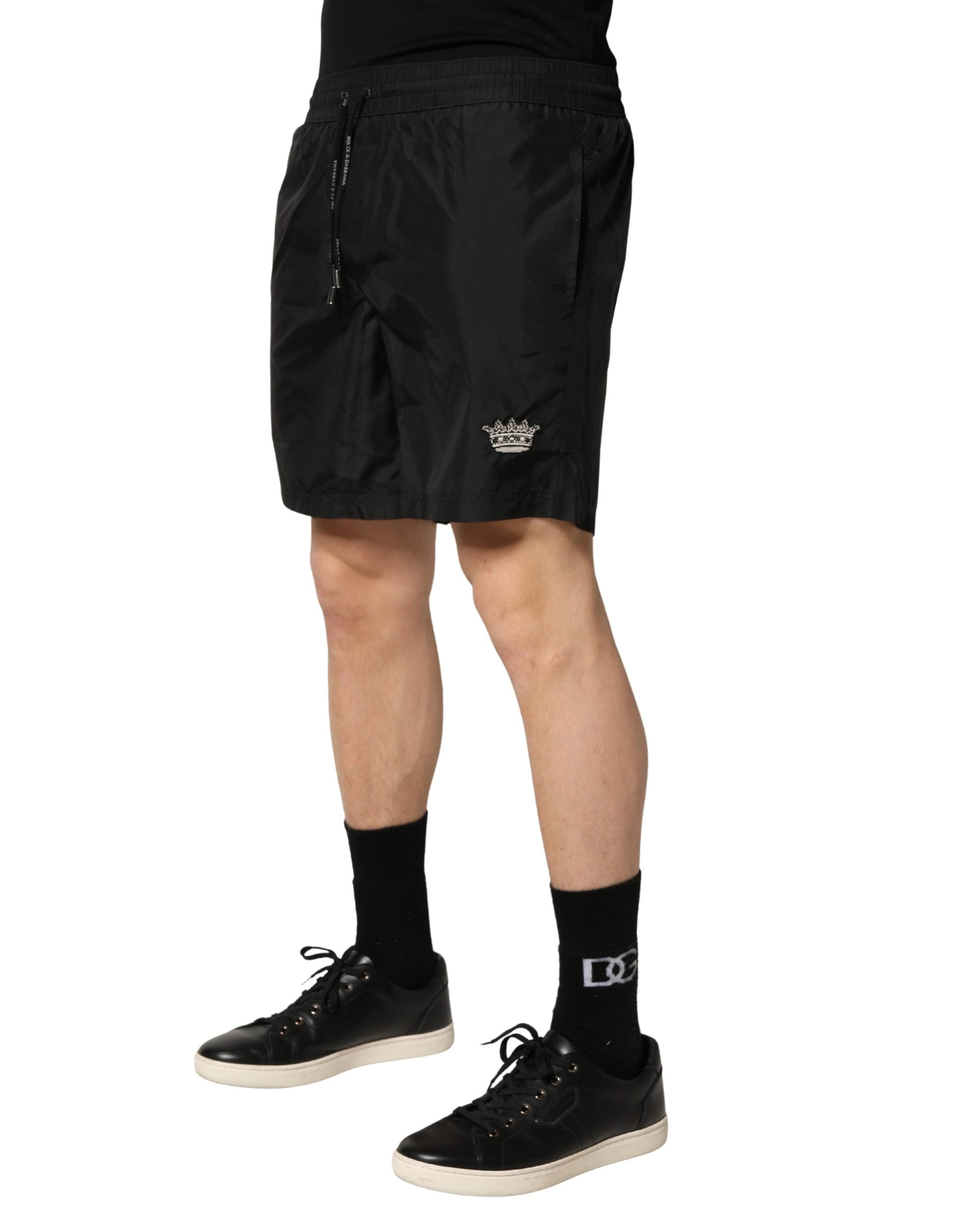 Dolce & Gabbana Black Polyester Drawstring Men Shorts Men's Swimwear