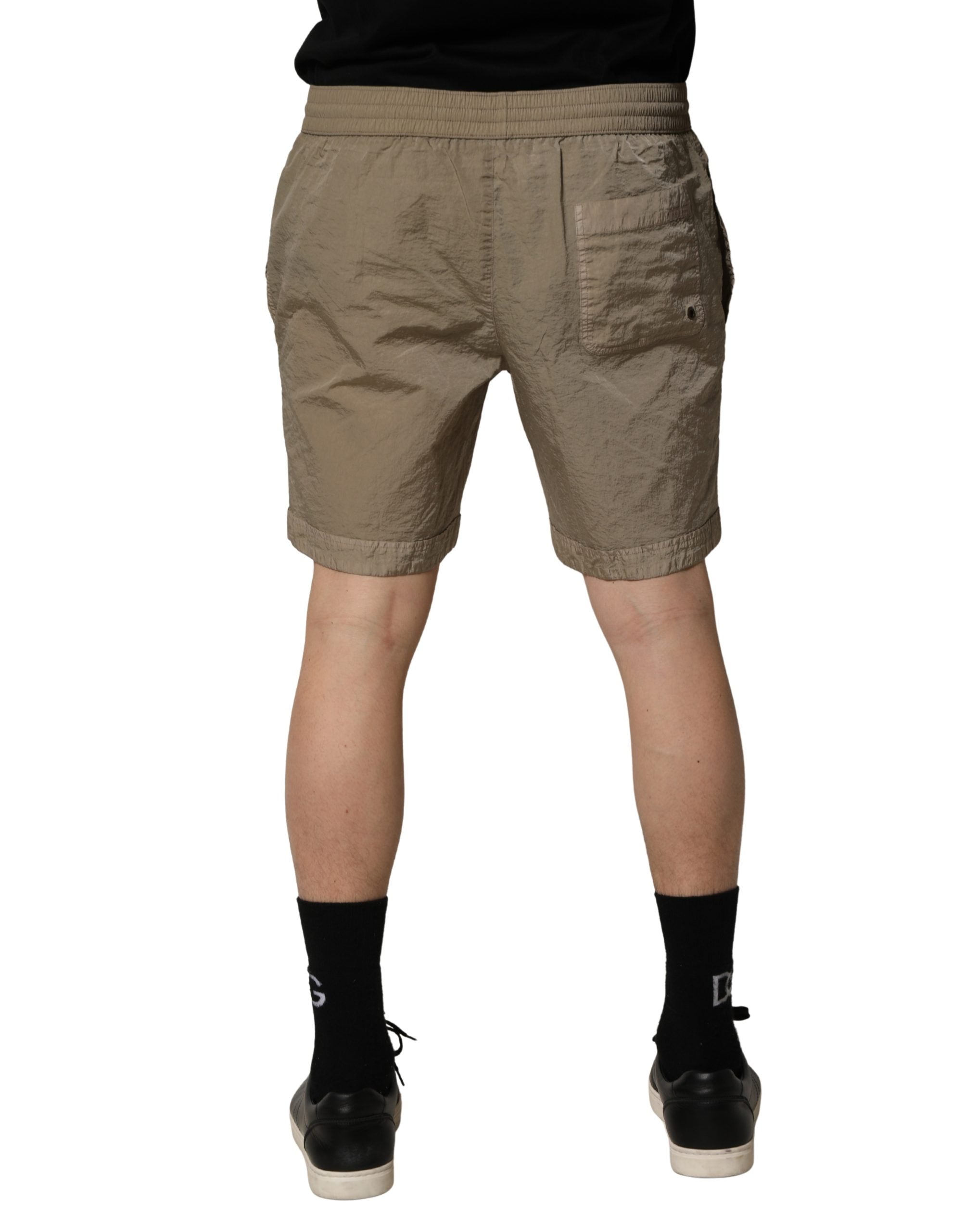 Dolce & Gabbana Brown Nylon Drawstring Swim Shorts Men's Swimwear