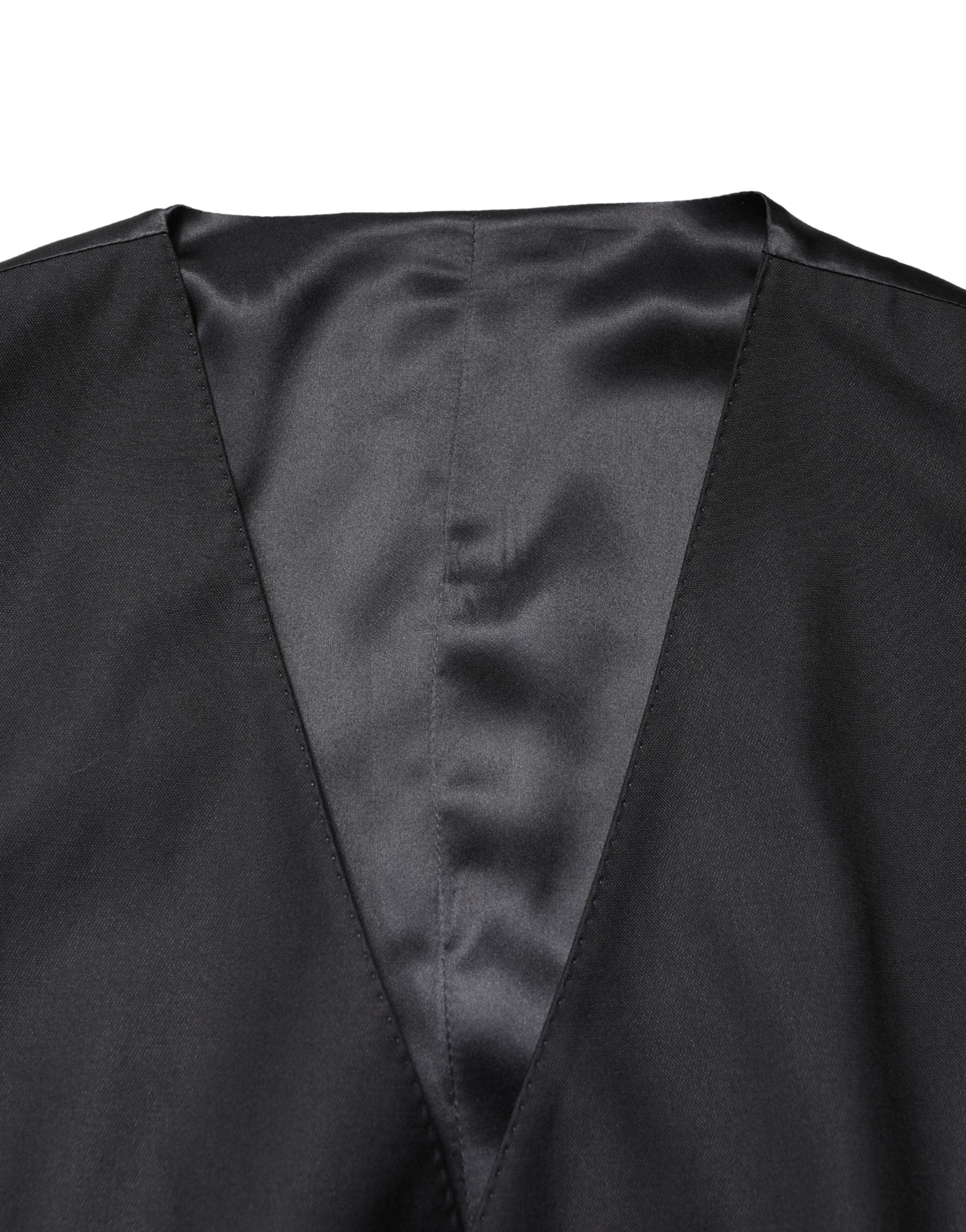 Dolce & Gabbana Black Wool Single Breasted Men Waistcoat Men's Vest